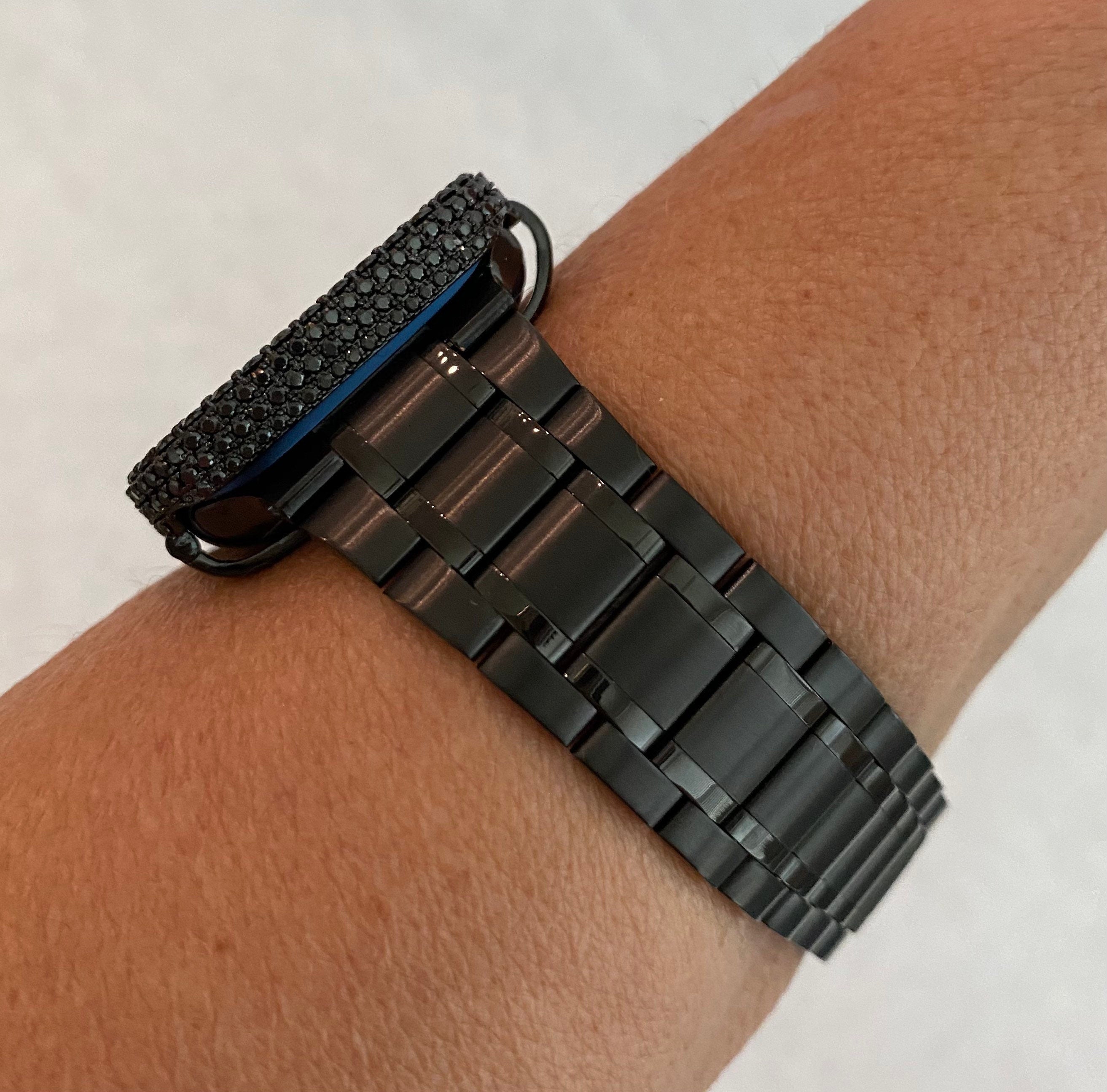 41mm 45mm Apple Watch Band 49mm Ultra Stainless Steel & or Black on Black Apple Watch Cover Lab Diamond Bezel Case Iwatch Candy Series 10