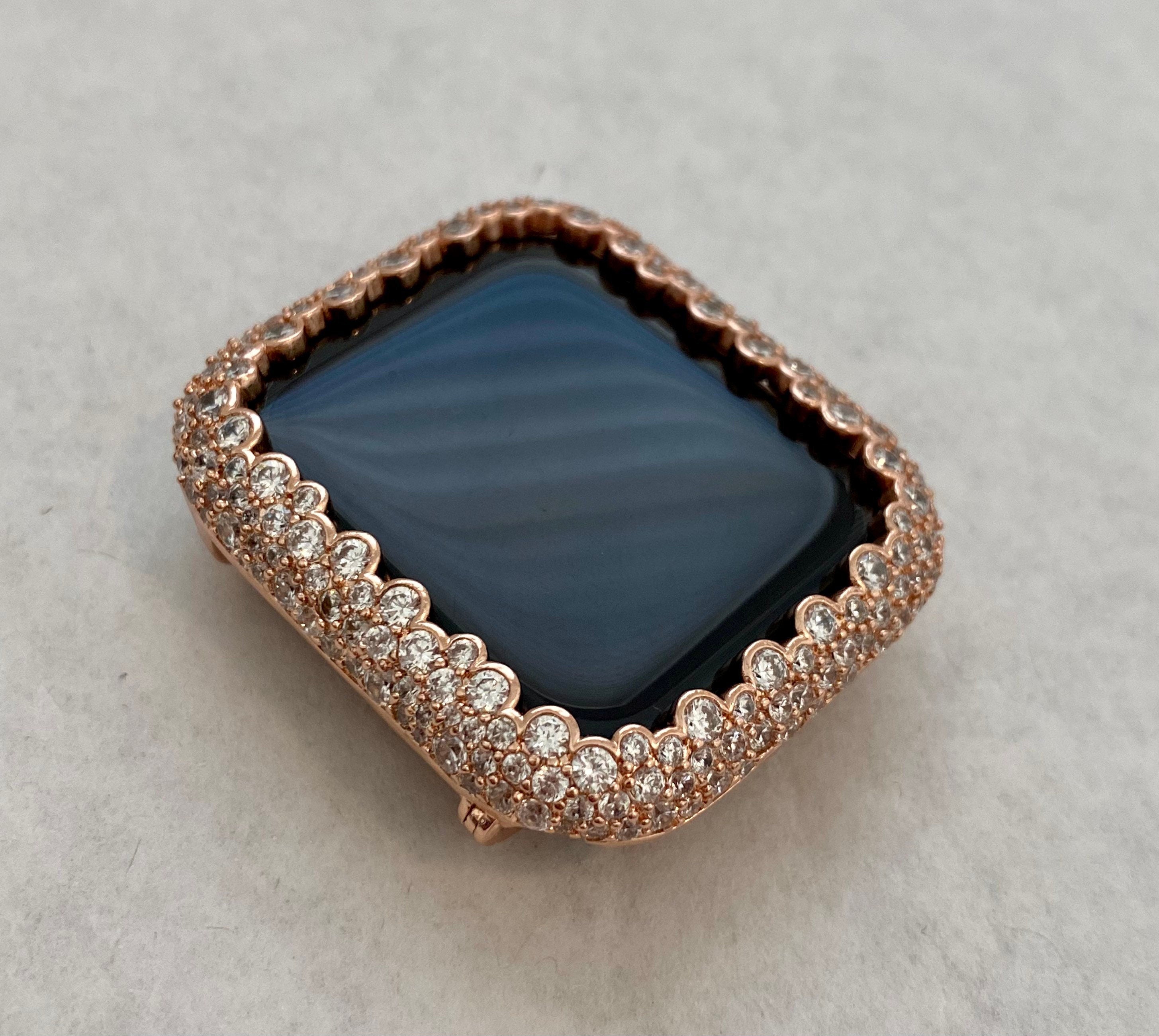 Series 9 Apple Watch Cover Rose Gold Lab Diamond Bezel Apple Watch Case 38mm-49mm Bumper Iwatch Candy Bling Smartwatch Bumper Faceplate