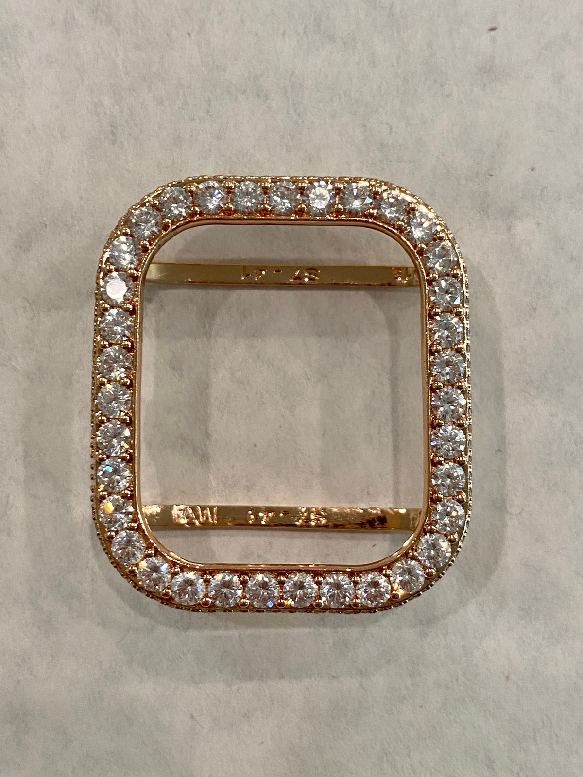 Rose Gold Apple Watch Case 3.5mm Lab Diamond Bezel Apple Watch Cover Bling 38mm to 45mm Series 1-8 Smartwatch Bumper Iwatch Candy