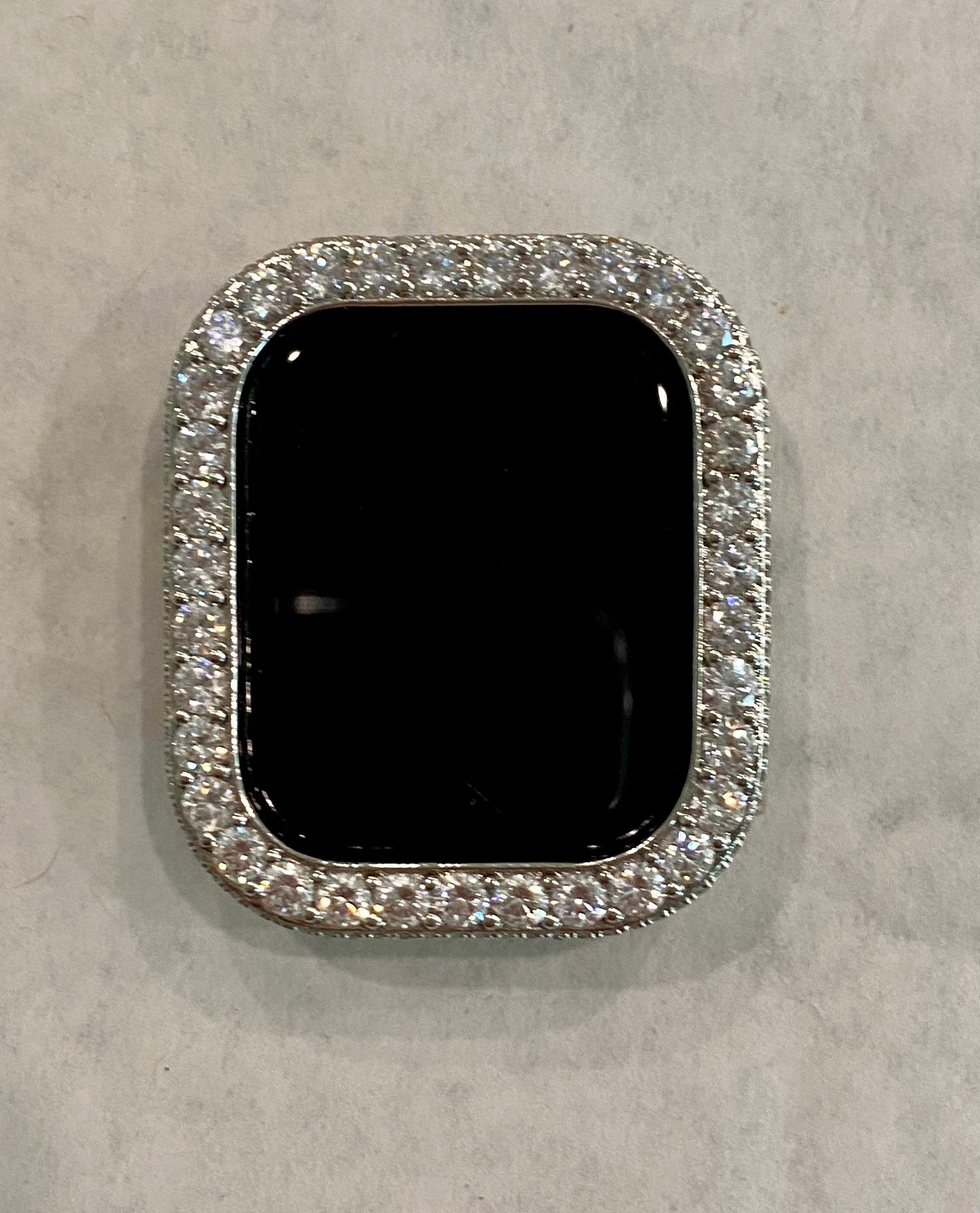 Bling Apple Watch Bezel Cover 41mm 45mm Silver 3.5mm Apple Watch Case Lab Diamond Bumper for Smartwatch 38mm 40mm 42mm 44mm S1-8