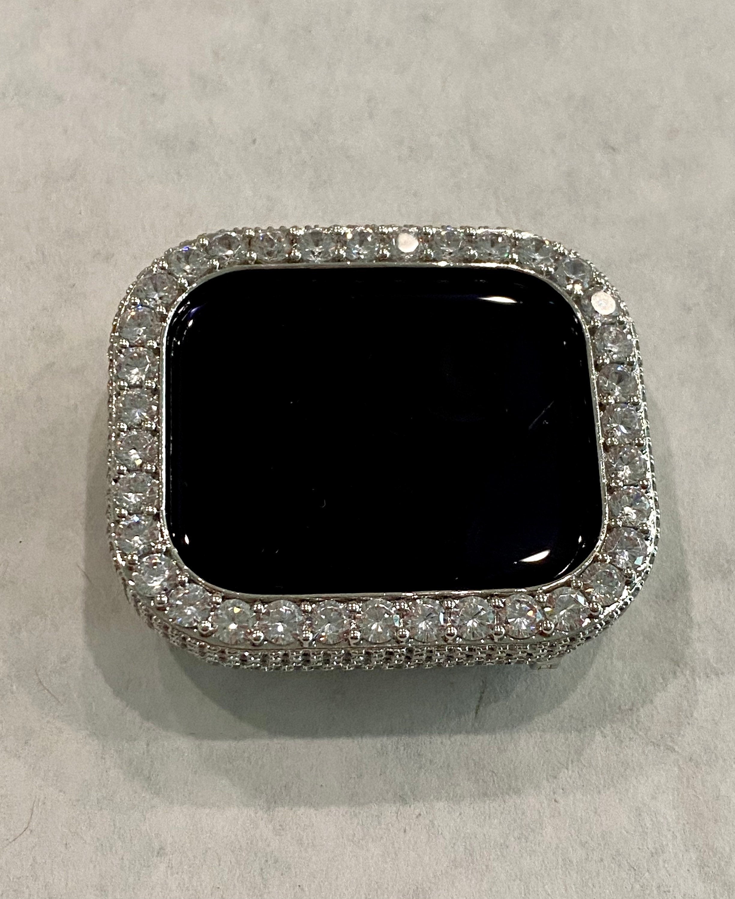 Series 2-9 Apple Watch Bezel Cover 41mm 45mm Silver 3.5mm Apple Watch Case Lab Diamond Bumper for Smartwatch 38mm 40mm 42mm 44mm S1-8