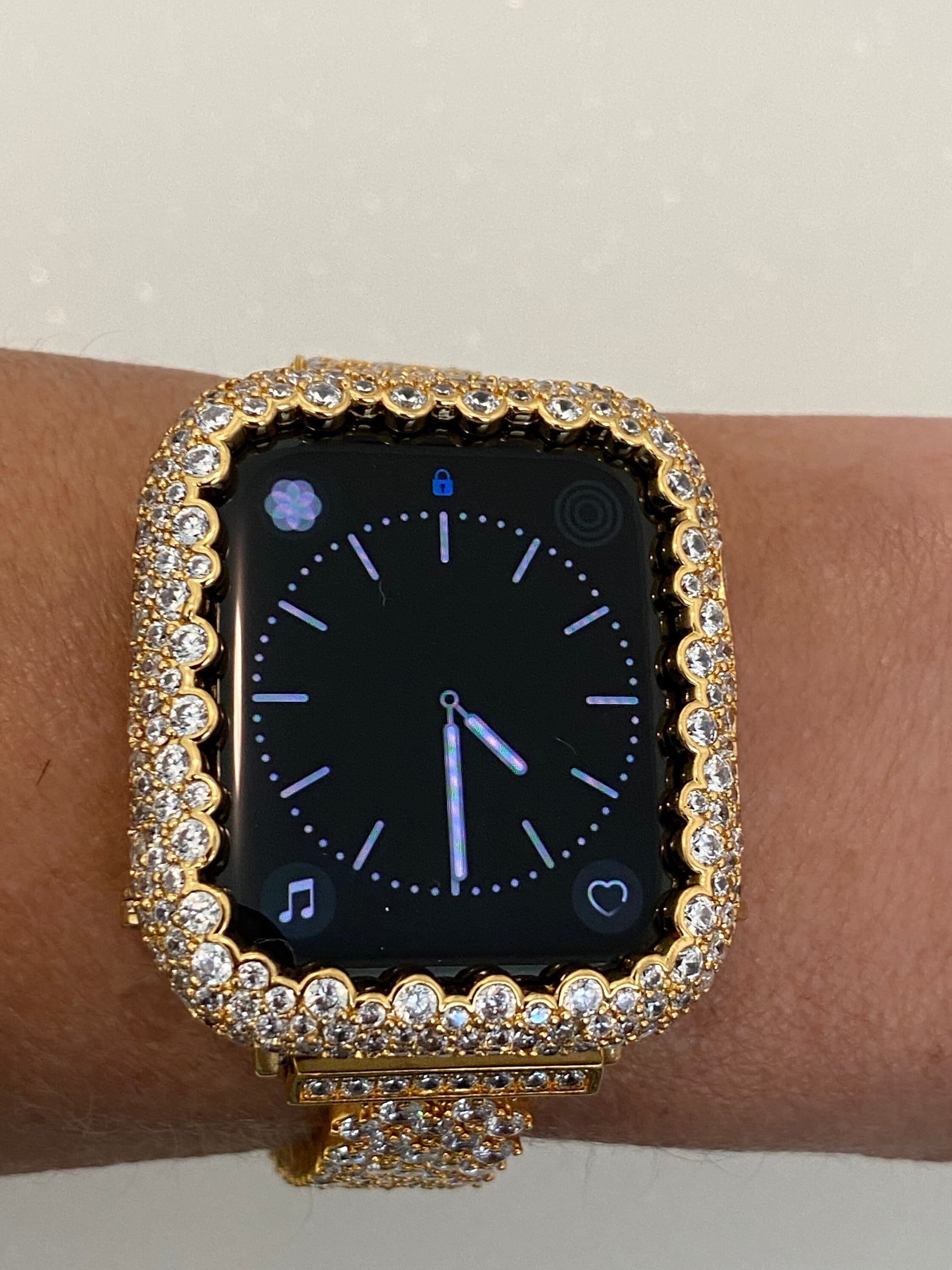 Apple Watch Cover Gold Womens Ultra Lab Diamond Apple Watch Case Iphone Watch Case 38mm 40mm 41mm 42mm 44mm 45mm 46mm 49mm Ultra Series 2-10