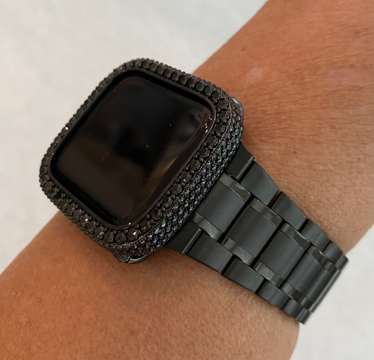 41mm 45mm Apple Watch Band 49mm Ultra Stainless Steel & or Black on Black Apple Watch Cover Lab Diamond Bezel Case Iwatch Candy Series 11