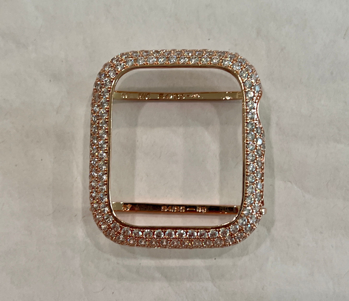 Pave Rose Gold Apple Watch Band Women 38 40 41 42 44 45 46 49 Ultra Swarovski Crystal & or Apple Watch Cover Lab Diamond Bezel Series 10-12