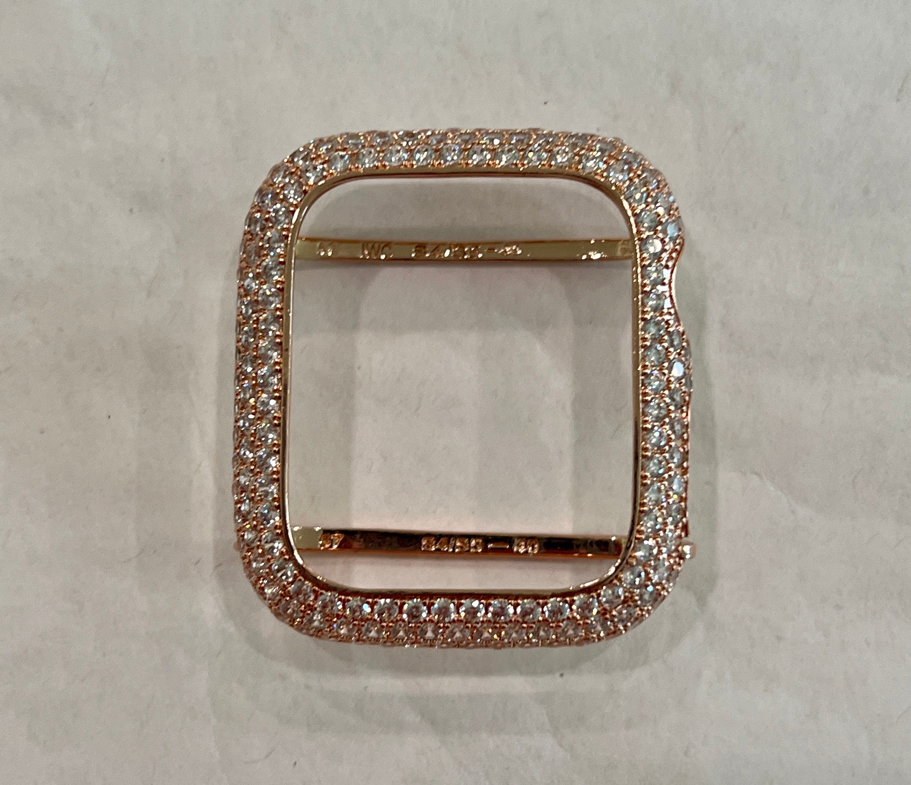 Pave Apple Watch Band Women 38 40 41 42 44 45 46 49mm Ultra Rose Gold Swarovski Crystals & or Apple Watch Case Lab Diamond Bezel Cover Bling