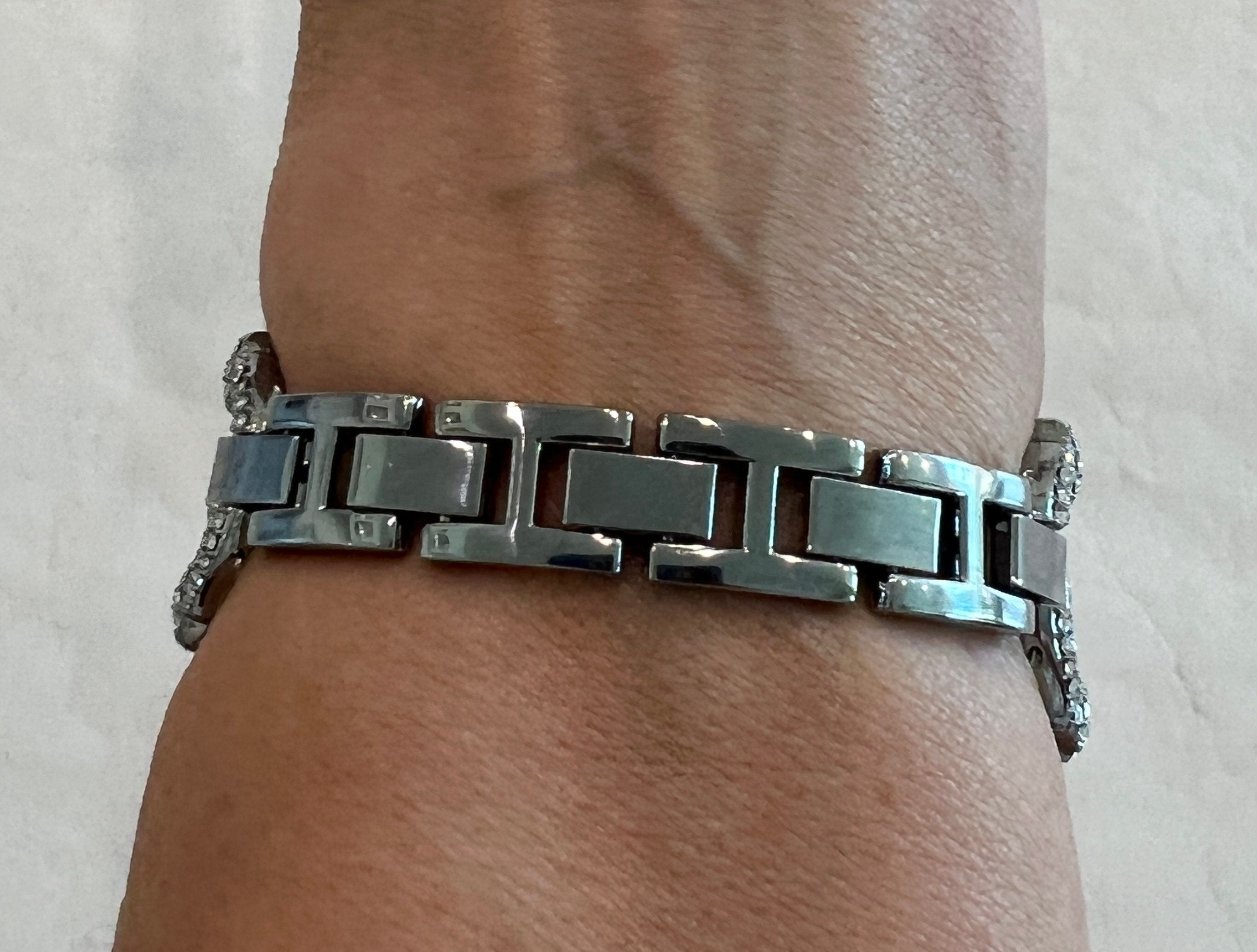 Crystal Pave Link Apple Watch Band 41mm 45mm 49mm Ultra Silver & or Apple Watch Cover Lab Diamond Bezel 38mm-49mm Ultra Series 10