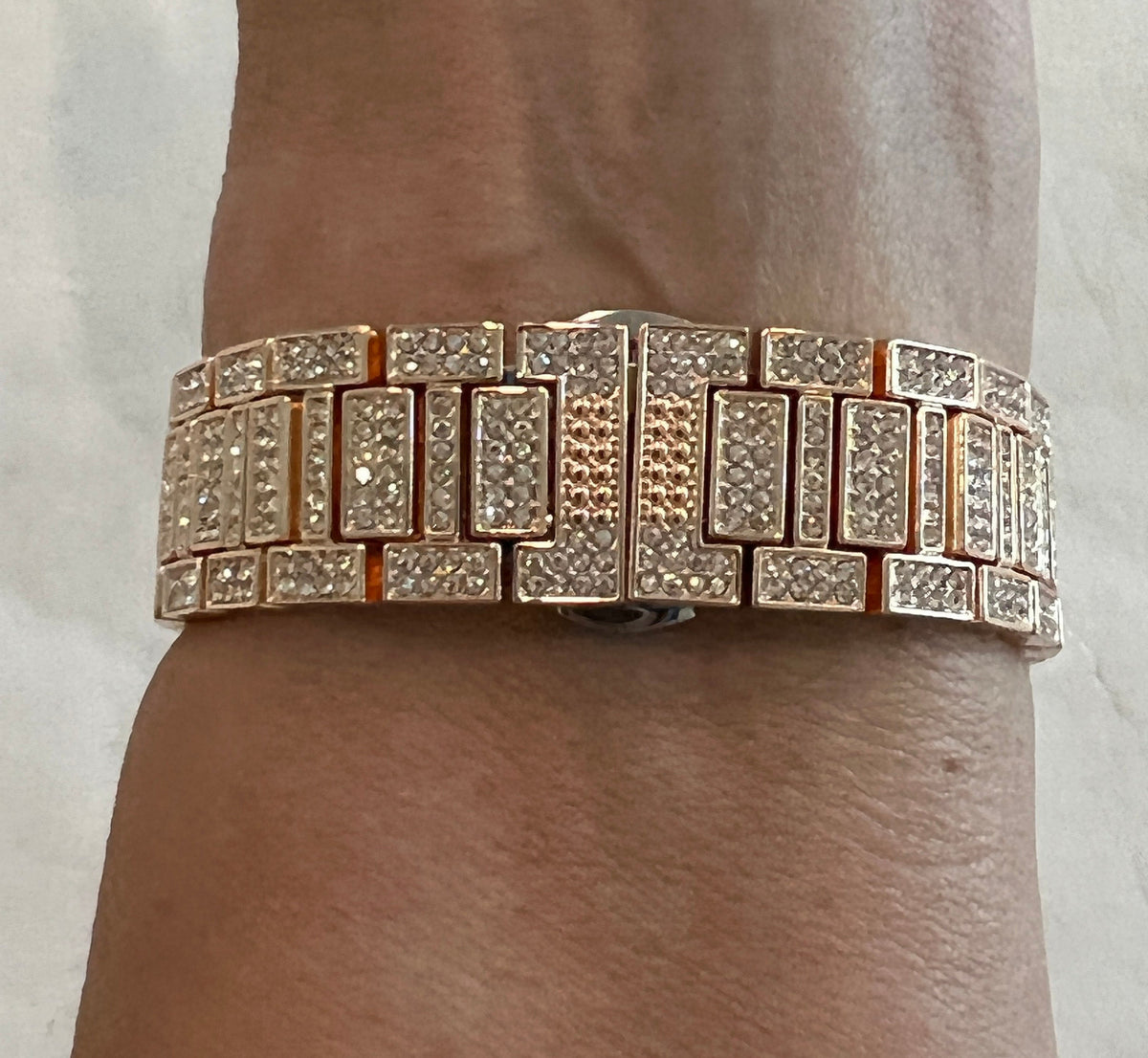 Pave Apple Watch Band Women 38 40 41 42 44 45 46 49 Ultra Swarovski Crystal Rose Gold & or Apple Watch Cover Lab Diamond Bezel Series 10-12
