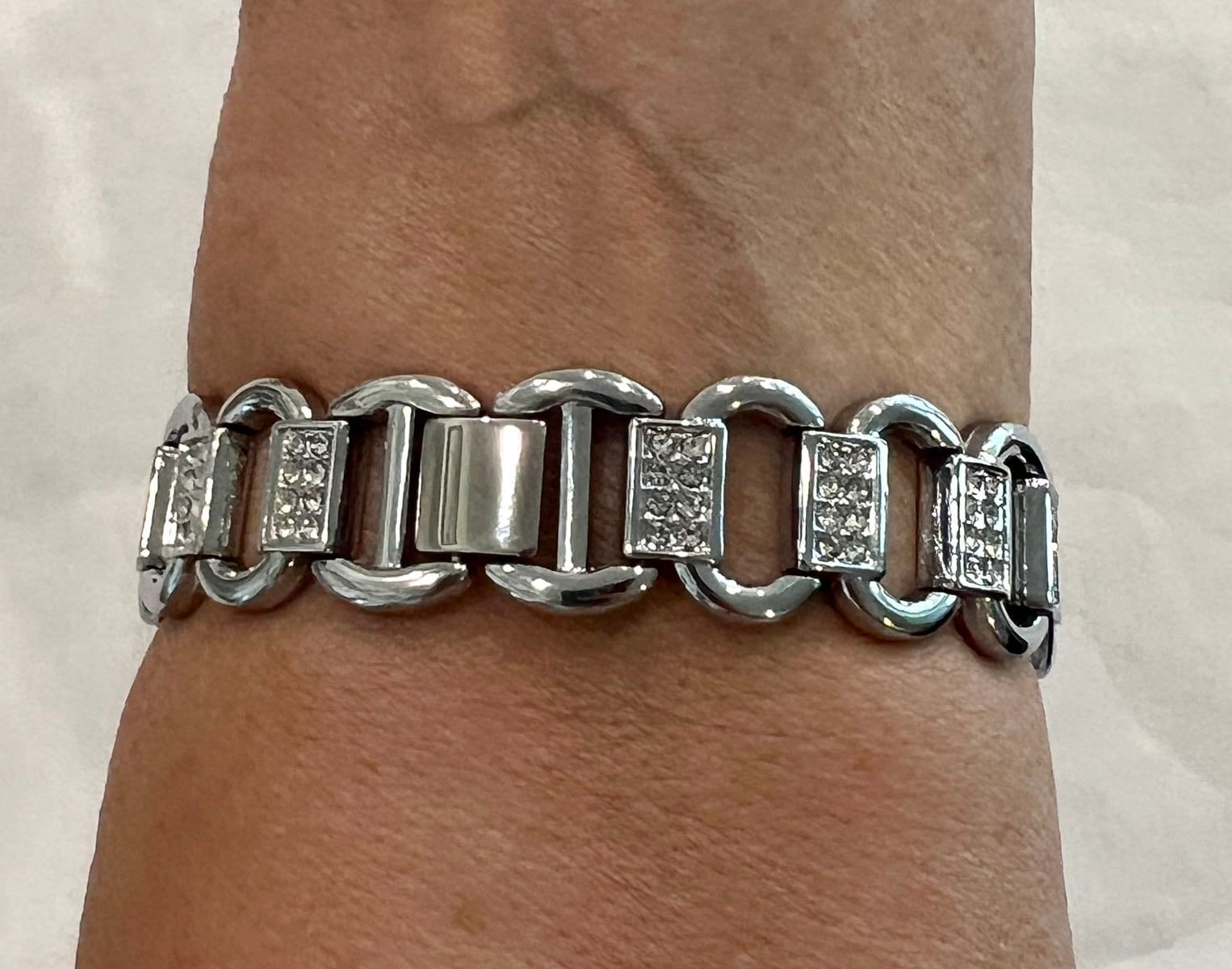 Apple Watch Band Women Silver Link Bracelet with Swarovski Crystals & or Apple Watch Cover Baguettes Lab Diamond Iwatch Candy Bling 38-49mm