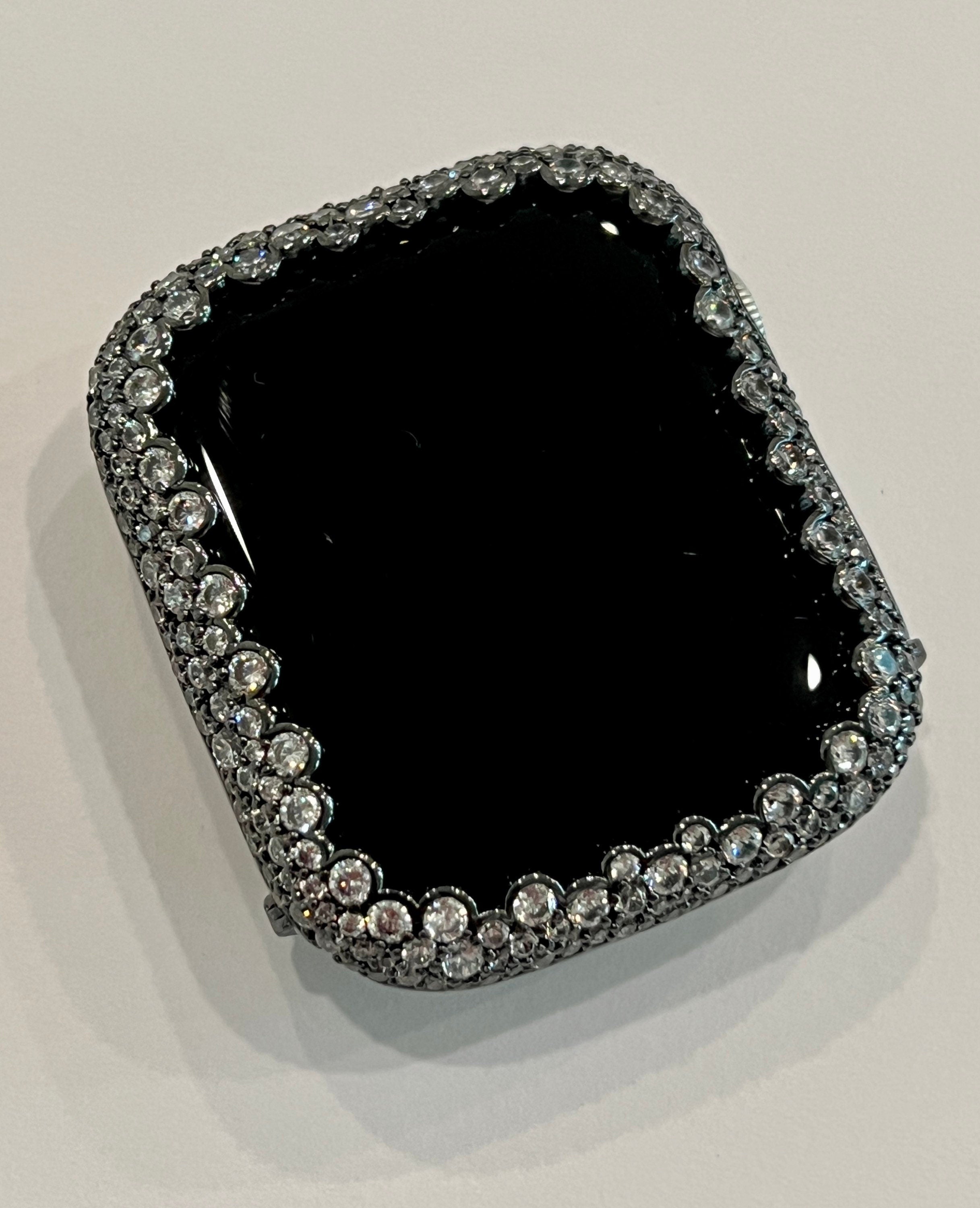 Black Apple Watch Bezel Cover 38mm 40mm 41mm 42mm 44mm 45mm 49mm Ultra Women Lab Diamond Iwatch Bumper Case Bling Series 2-10 SE