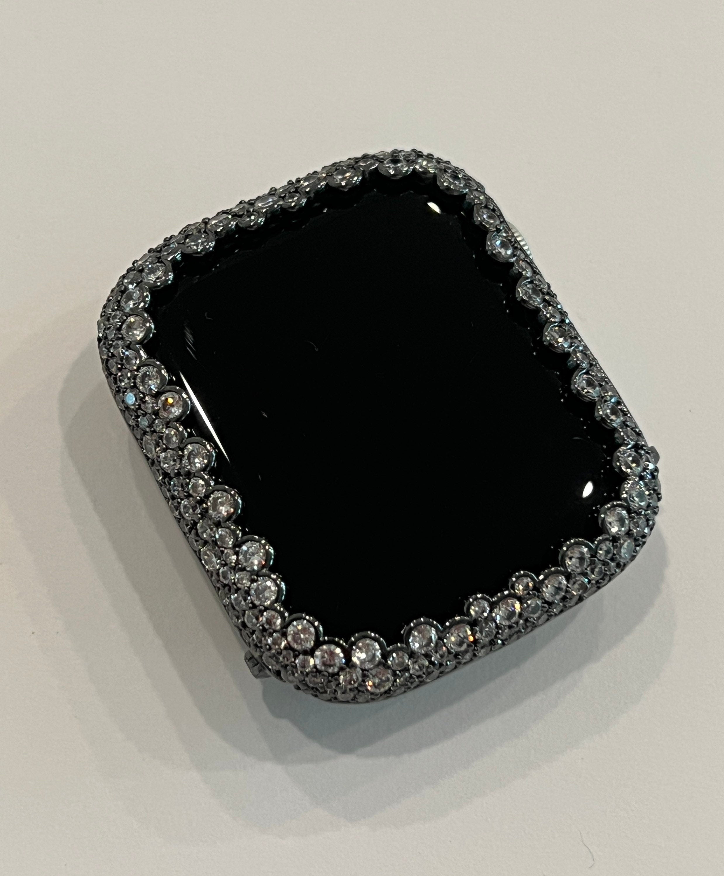 Black Apple Watch Bezel Cover 38mm 40mm 41mm 42mm 44mm 45mm 49mm Ultra Women Lab Diamond Iwatch Bumper Case Bling Series 2-11 SE
