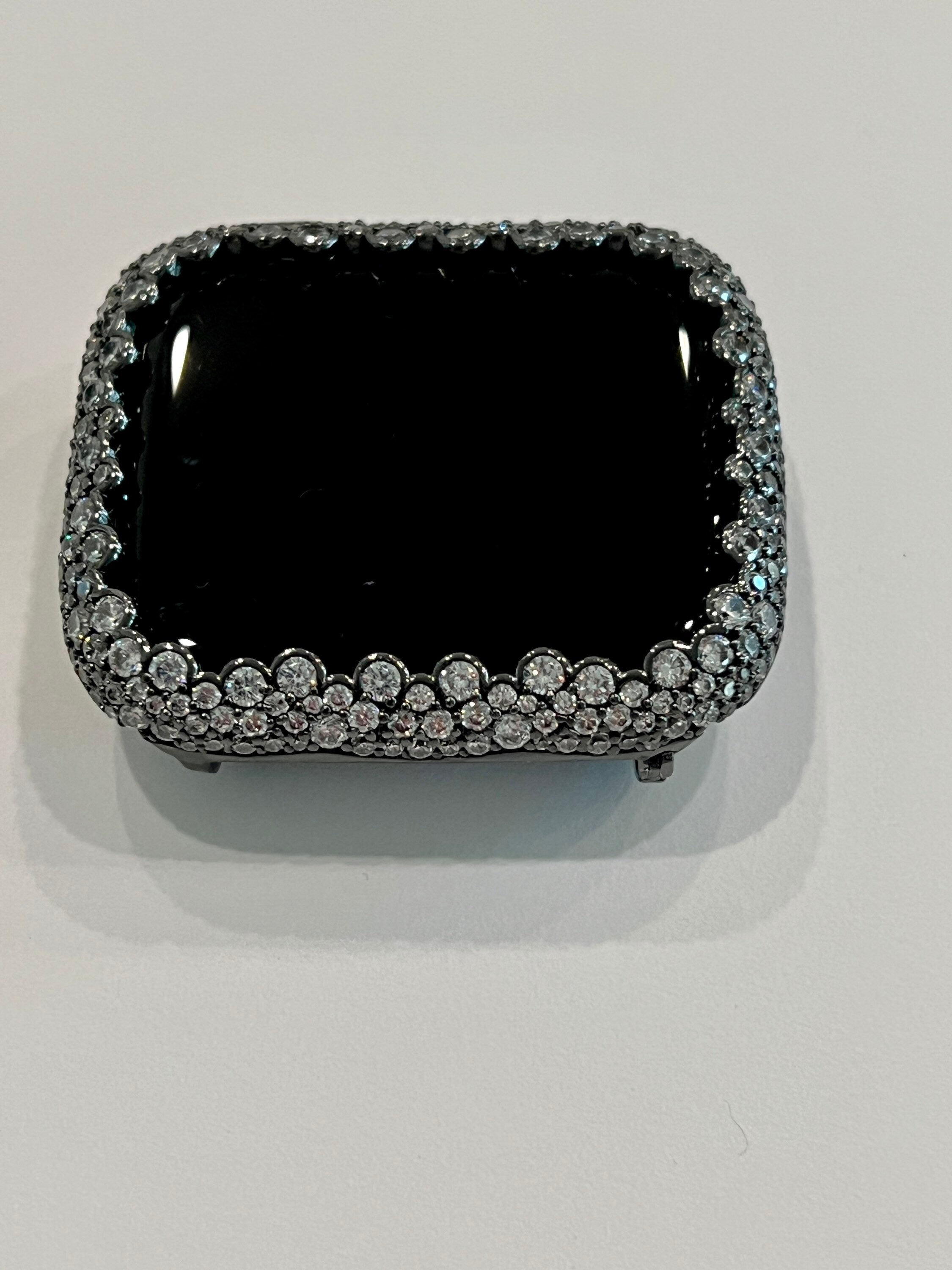 Black Apple Watch Bezel Cover 38mm 40mm 41mm 42mm 44mm 45mm 49mm Ultra Women Lab Diamond Iwatch Bumper Case Bling Series 2-10 SE