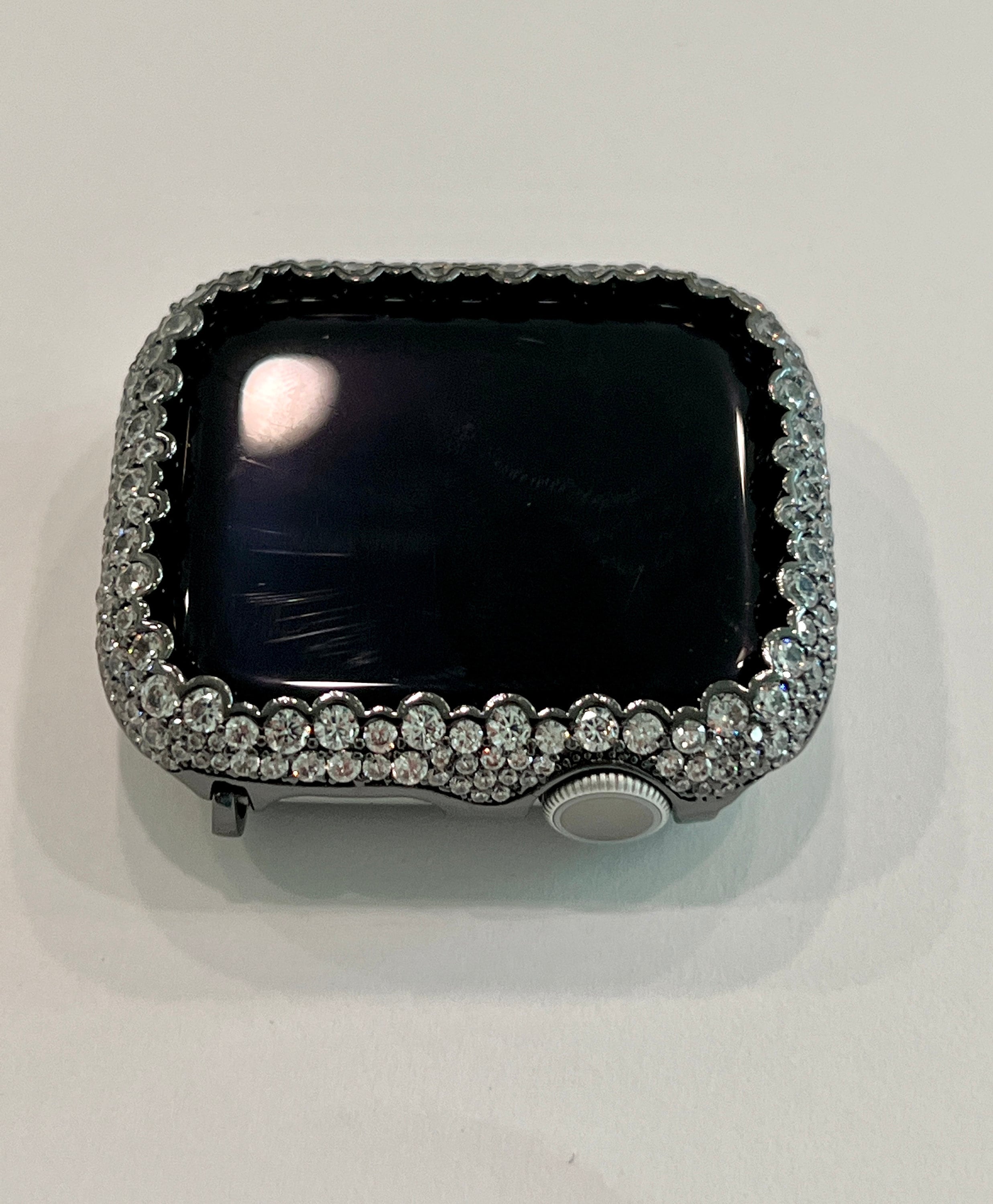 Custom Black Apple Watch Cover Womens 41mm 45mm 49mm Ultra Apple Watch Case Lab Diamond Bezel Smart Watch Bumper Bling 38-45mm S2-10