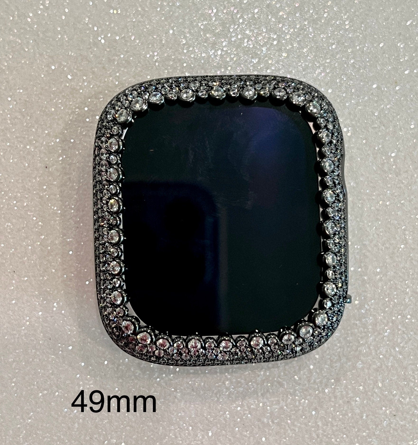 Black Apple Watch Bezel Cover 38mm 40mm 41mm 42mm 44mm 45mm 49mm Ultra Women Lab Diamond Iwatch Bumper Case Bling Series 2-11 SE