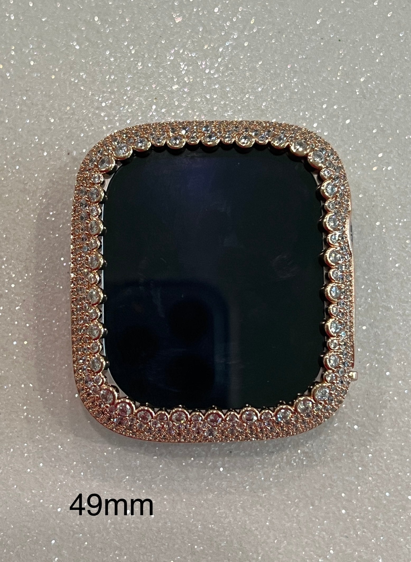 Rose Gold Apple Watch Case with Lab Diamond for Iphone Watch Designer Iwatch Cover Protector 38mm-49mm Ultra Iwatch Candy Bling Series 10-11