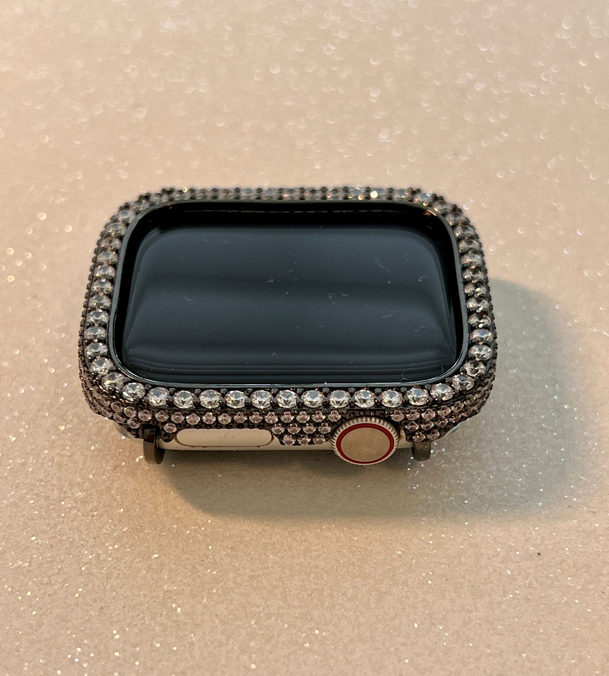 Series 10-11 Black Apple Watch Cover 42mm 46mm Lab Diamond Bezel Crystal Iphone Watch Case Protective Bumper 38mm-49mm Ultra Bling
