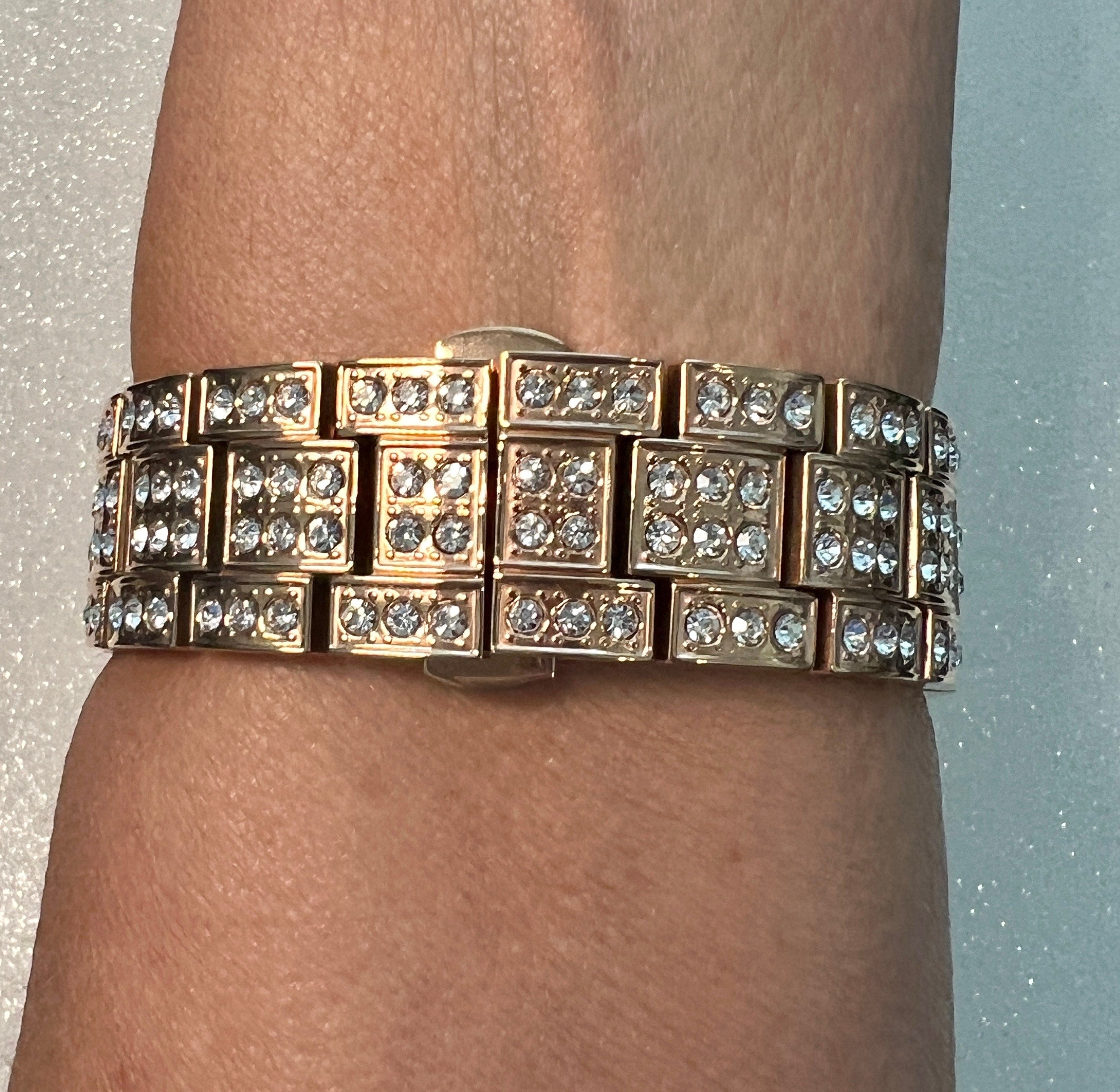 Huge Bling Apple Watch Band Women Rose Gold Stainless Steel Swarovski Crystals & or Apple Watch Cover Lab Diamond Bezel Case Bling 38mm-45mm