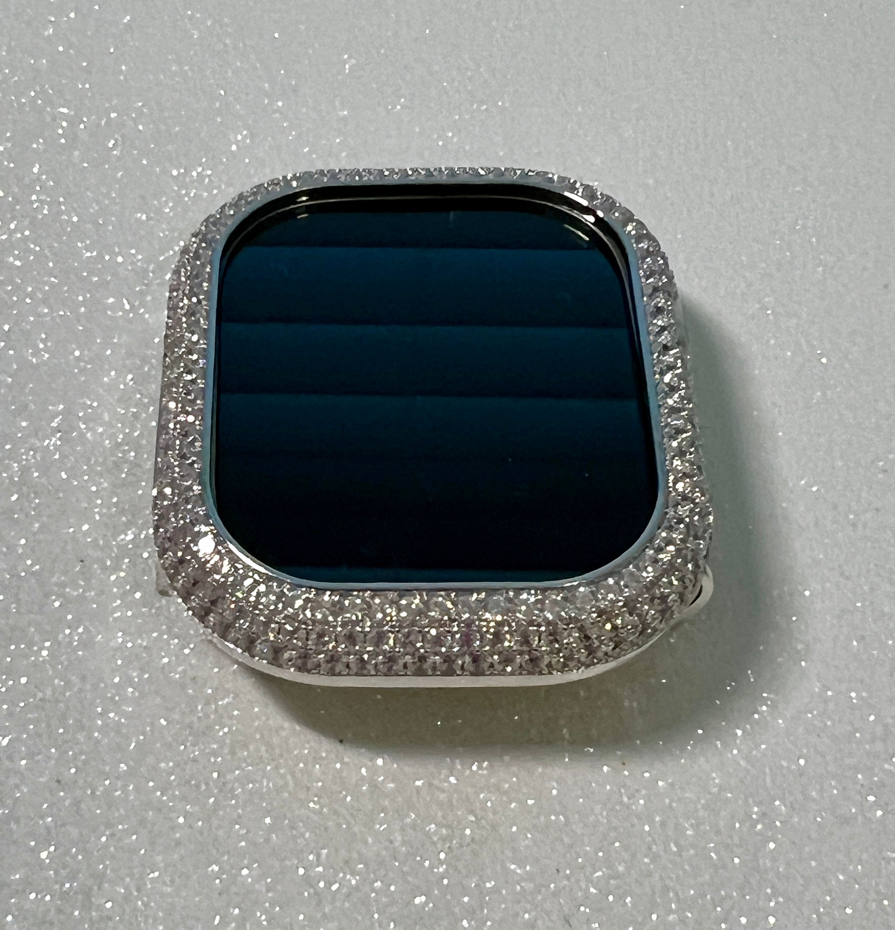 Apple Watch ULTRA Watch Case White gold Pave Lab Diamond Watch Cover Apple Ultra Watch Cases Apple Ultra Watch Covers Apple Ultra 49mm Gift,