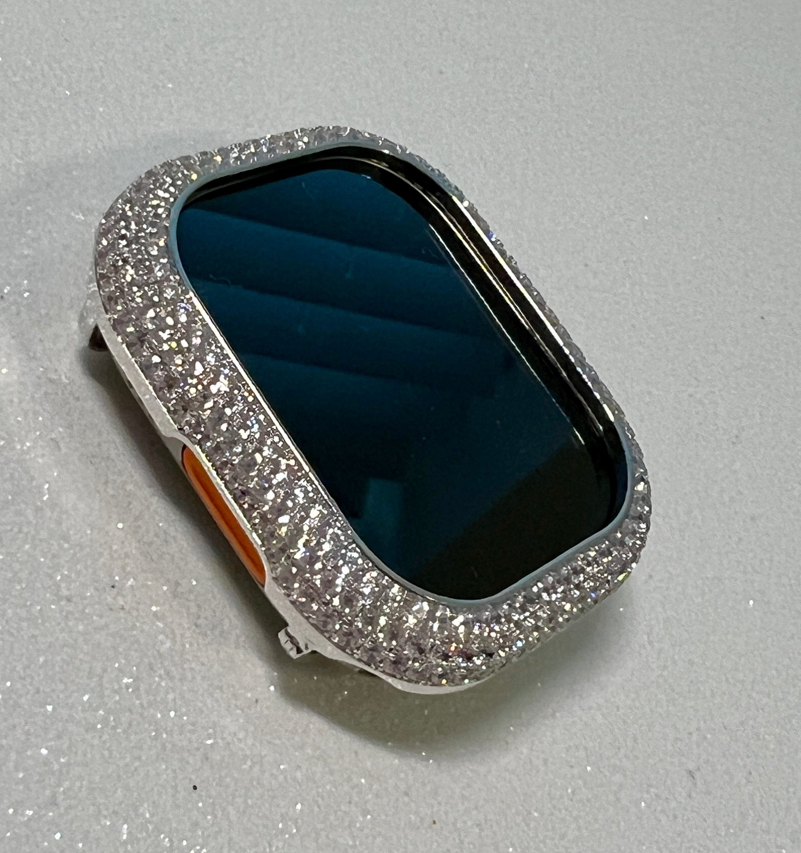 Apple Watch ULTRA Watch Case White gold Pave Lab Diamond Watch Cover Apple Ultra Watch Cases Apple Ultra Watch Covers Apple Ultra 49mm Gift,