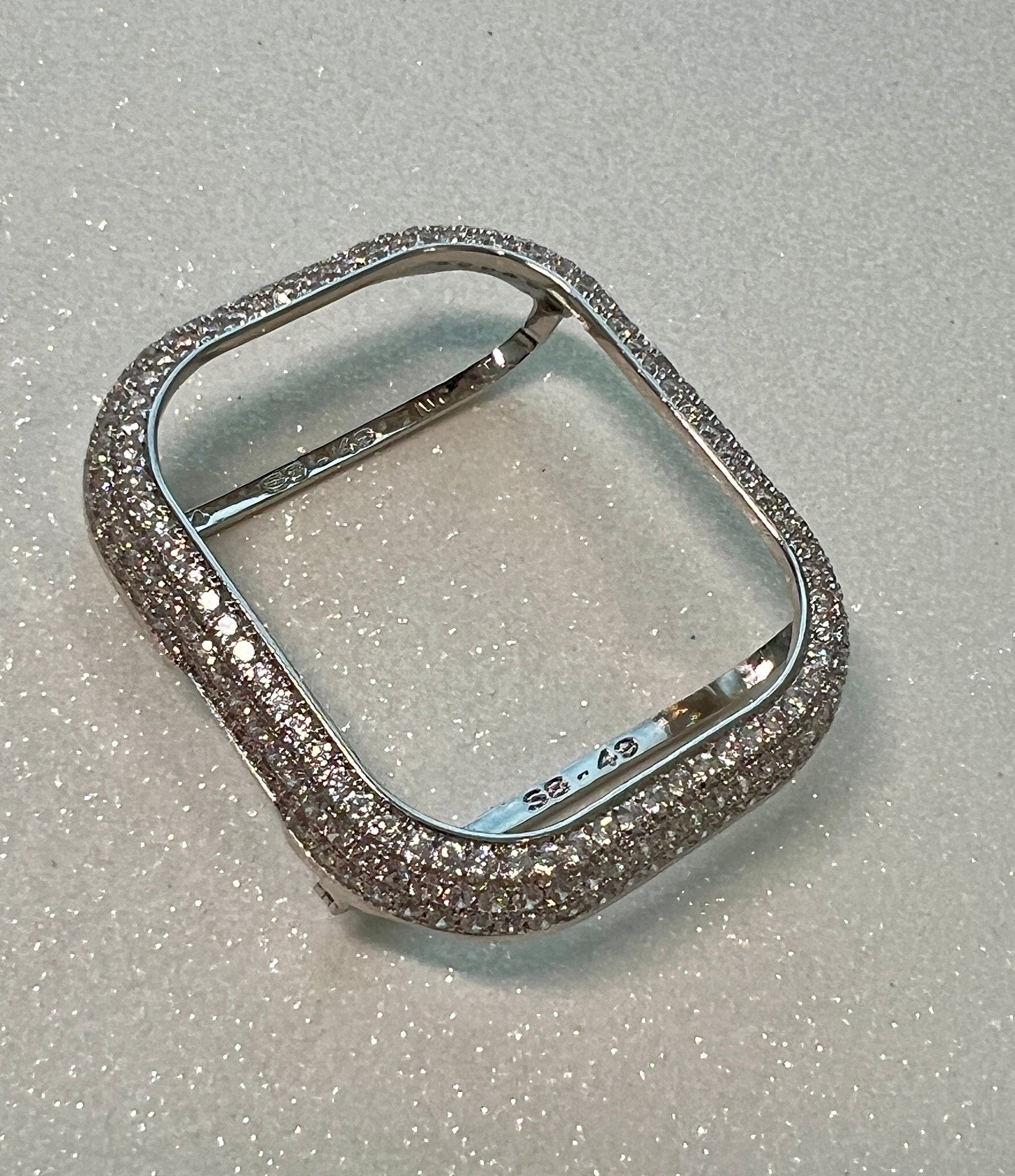 Apple Watch ULTRA Watch Case White gold Pave Lab Diamond Watch Cover Apple Ultra Watch Cases Apple Ultra Watch Covers Apple Ultra 49mm Gift,