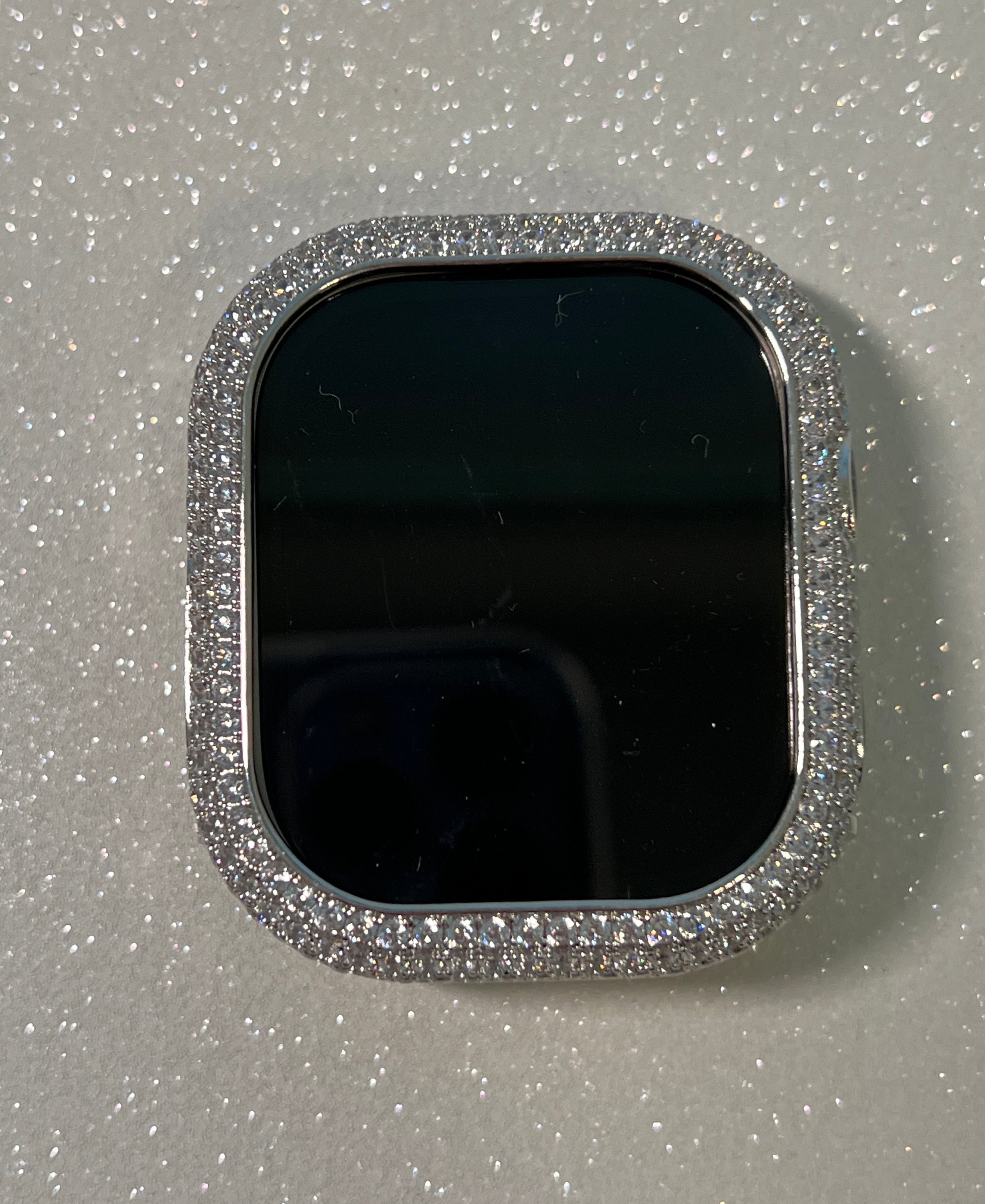 Apple Watch ULTRA Watch Case White gold Pave Lab Diamond Watch Cover Apple Ultra Watch Cases Apple Ultra Watch Covers Apple Ultra 49mm Gift,