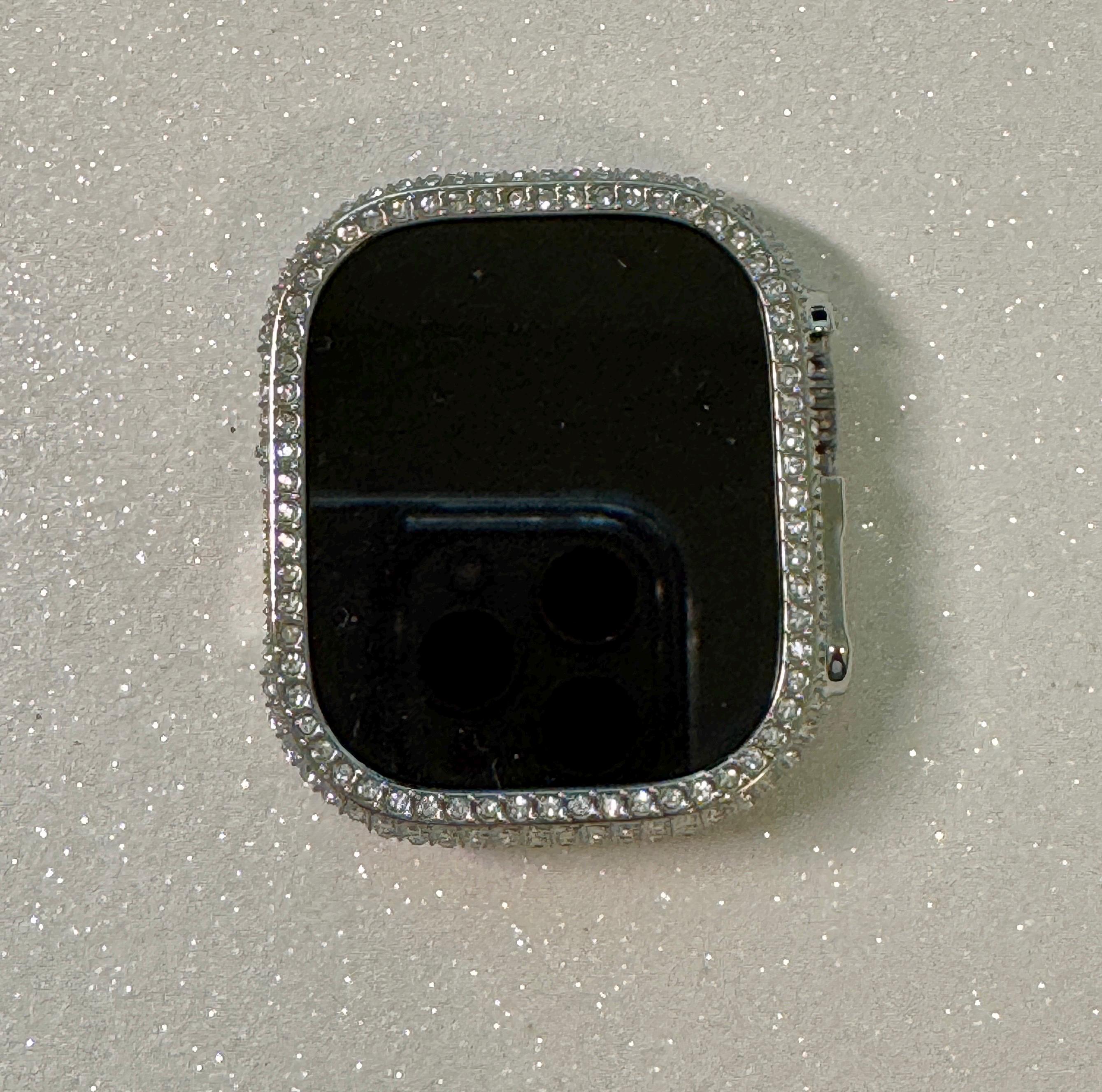 Silver Apple Watch Cover 49mm Ultra Swarovski Crystals Iphone Watch Case Protective Bumper Series 1/2 Iwatch Candy Bling