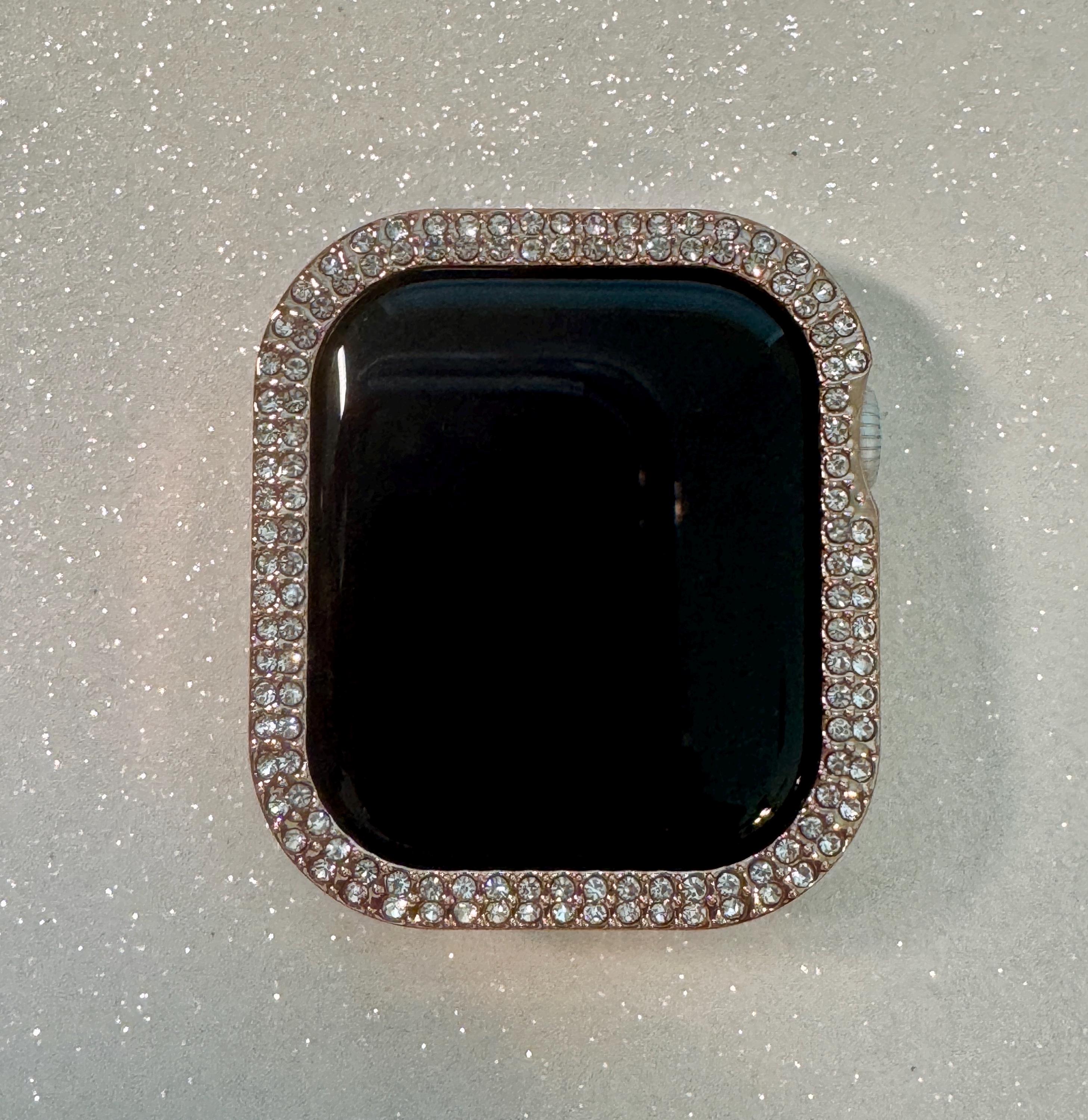Series 11 Apple Watch Cover Bezel Rose Gold 42mm 46mm Swarovski Crystals Iphone Watch Case Protective Iwatch Bumper 38mm-49mm Ultra
