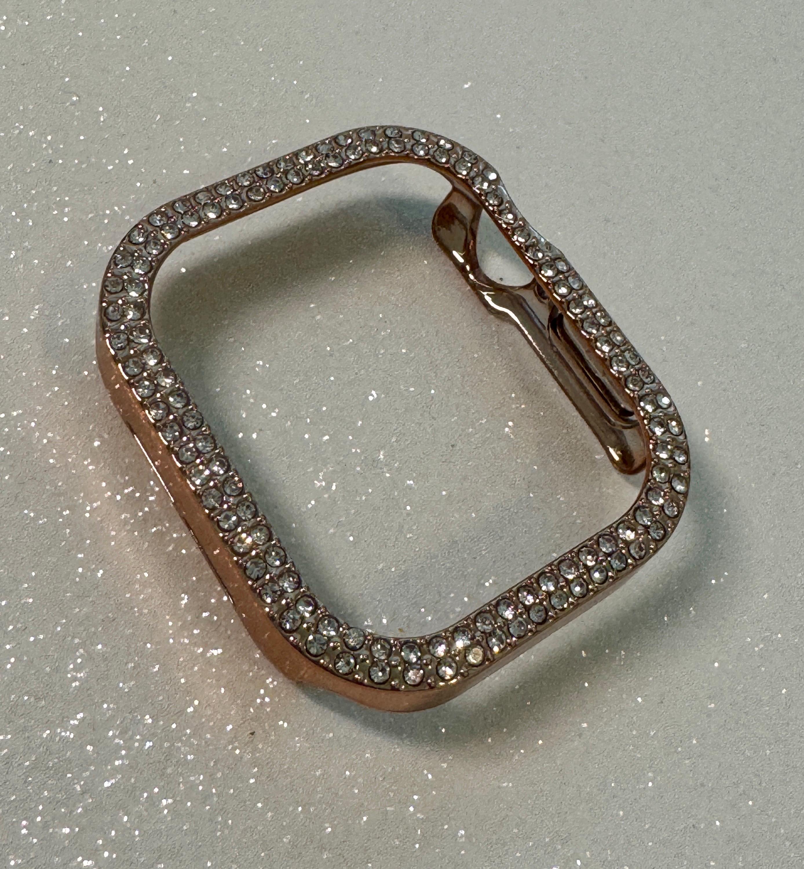 Series 11 Apple Watch Cover Bezel Rose Gold 42mm 46mm Swarovski Crystals Iphone Watch Case Protective Iwatch Bumper 38mm-49mm Ultra