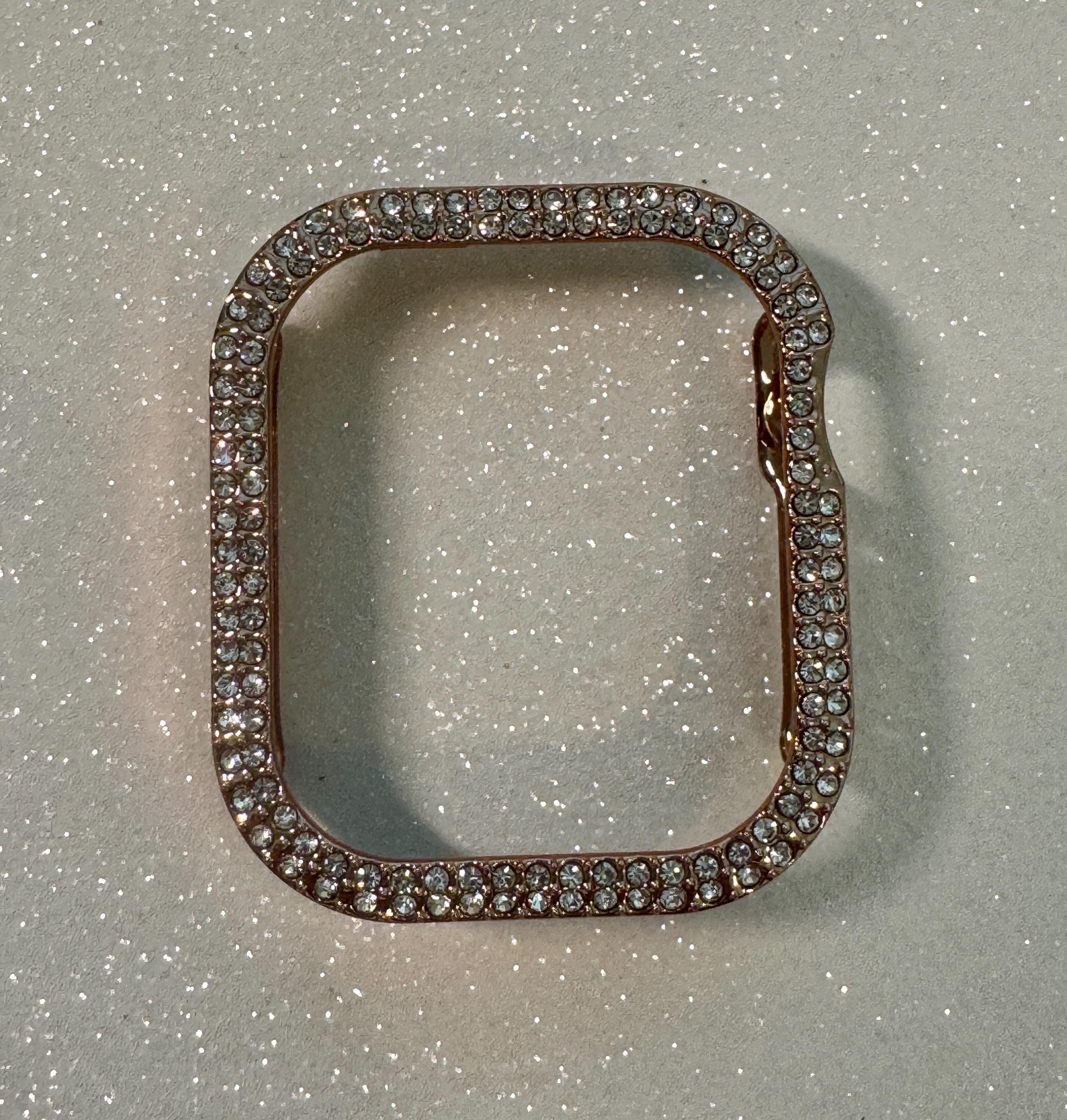 Series 11 Apple Watch Cover Bezel Rose Gold 42mm 46mm Swarovski Crystals Iphone Watch Case Protective Iwatch Bumper 38mm-49mm Ultra