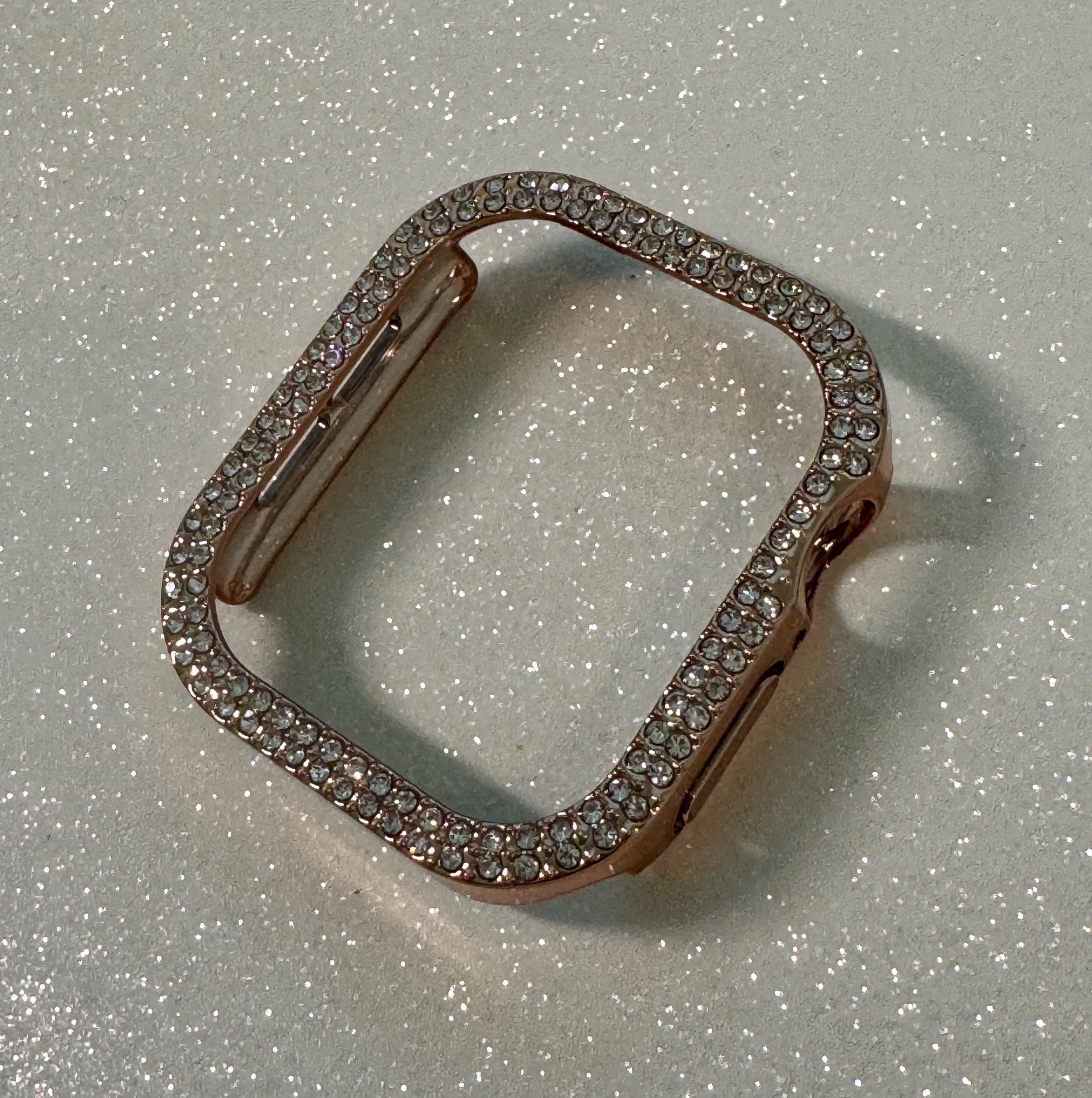 Series 11 Apple Watch Cover Bezel Rose Gold 42mm 46mm Swarovski Crystals Iphone Watch Case Protective Iwatch Bumper 38mm-49mm Ultra