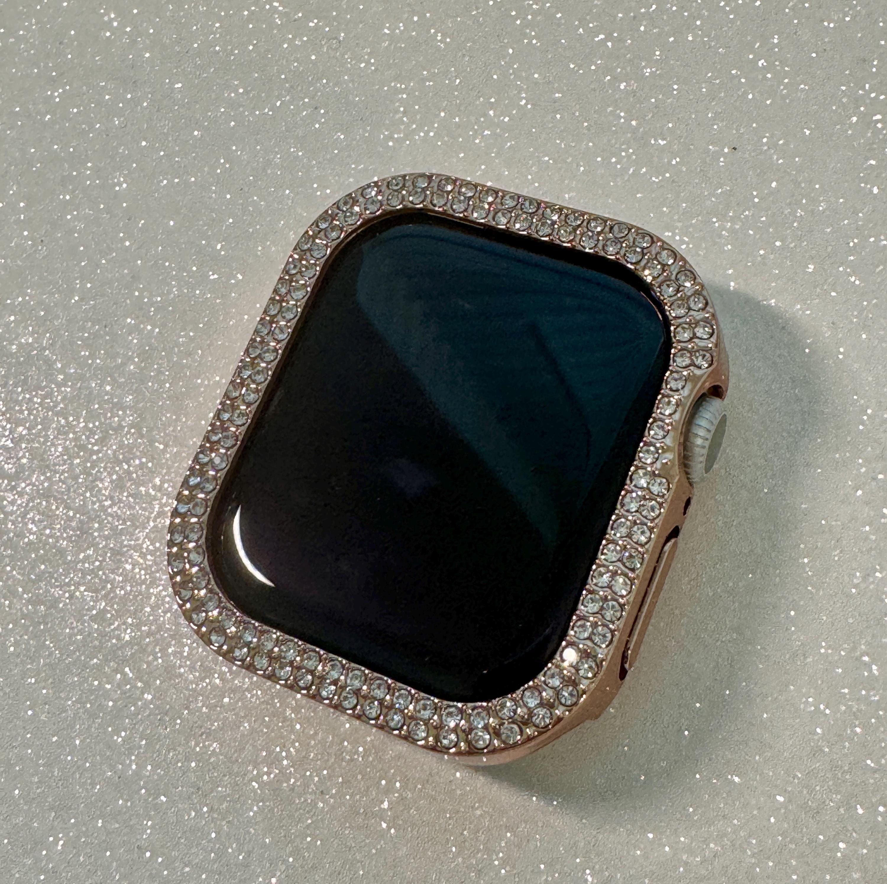 Series 11 Apple Watch Cover Bezel Rose Gold 42mm 46mm Swarovski Crystals Iphone Watch Case Protective Iwatch Bumper 38mm-49mm Ultra