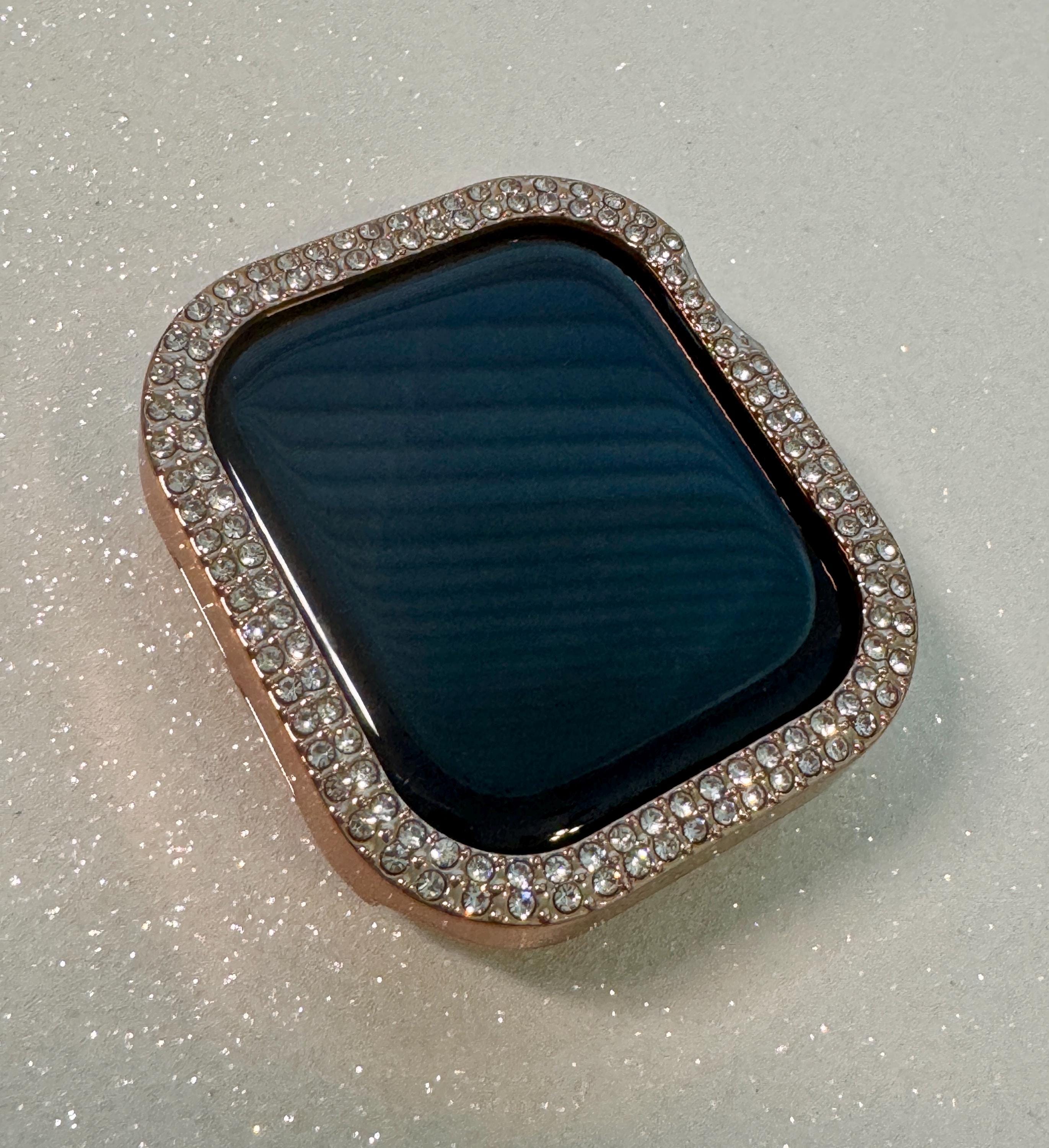 Series 11 Apple Watch Cover Bezel Rose Gold 42mm 46mm Swarovski Crystals Iphone Watch Case Protective Iwatch Bumper 38mm-49mm Ultra