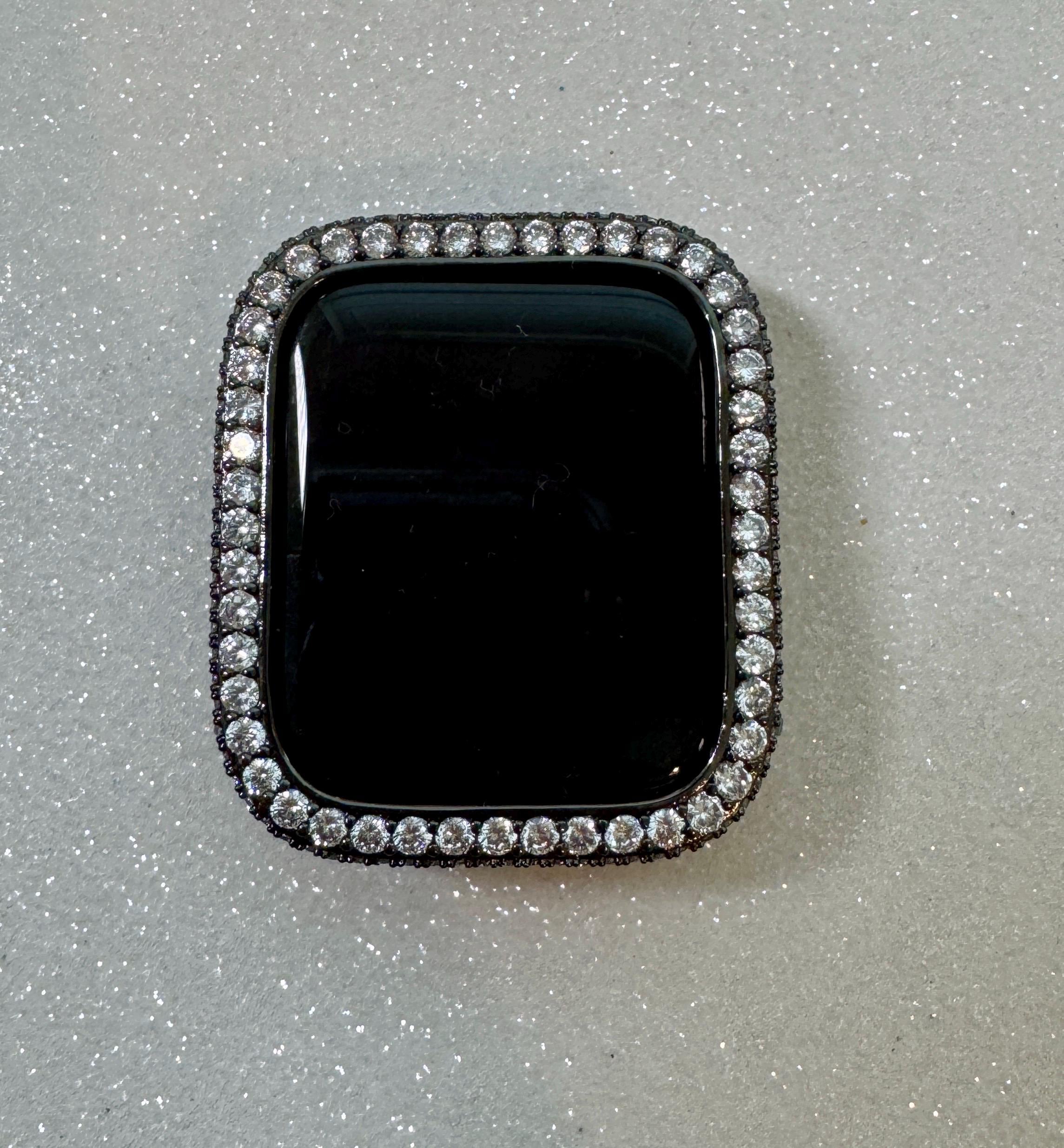 Black Apple Watch Cover 2.5mm Lab Diamond Bezel for Iphone Watch Case 38mm - 49mm Ultra Apple Watch Cover Protective Bumper Iwatch Candy