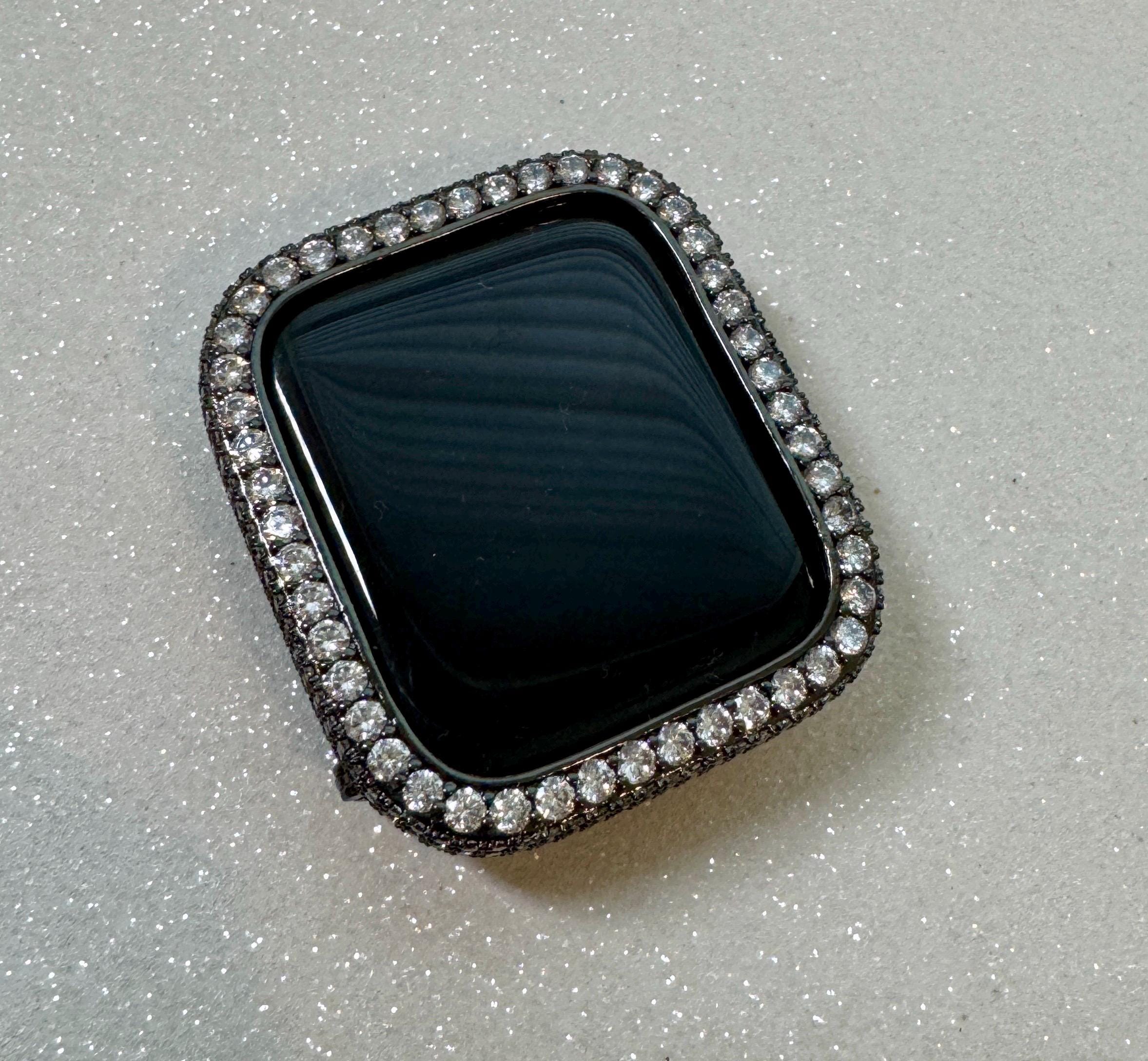 Black Apple Watch Cover 2.5mm Lab Diamond Bezel for Iphone Watch Case 38mm - 49mm Ultra Apple Watch Cover Protective Bumper Iwatch Candy