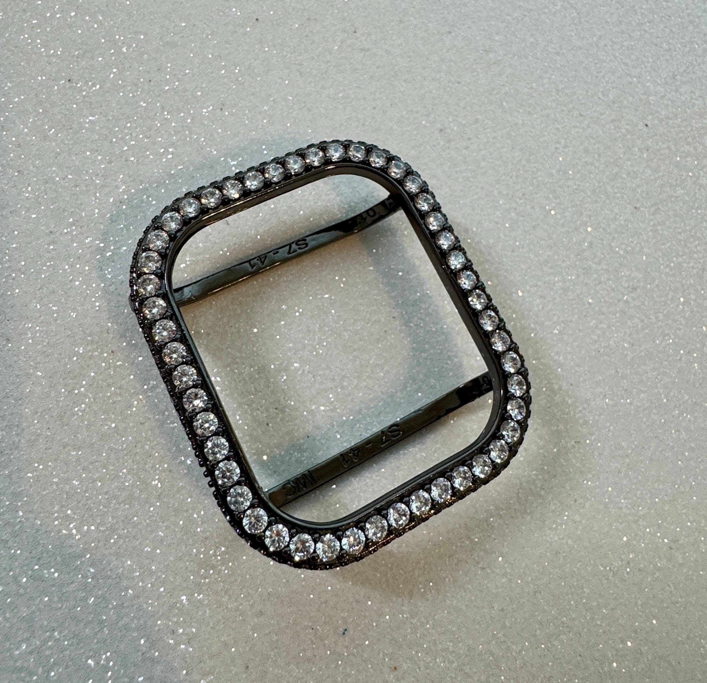 Black Apple Watch Cover 2.5mm Lab Diamond Bezel for Iphone Watch Case 38mm - 49mm Ultra Apple Watch Cover Protective Bumper Iwatch Candy