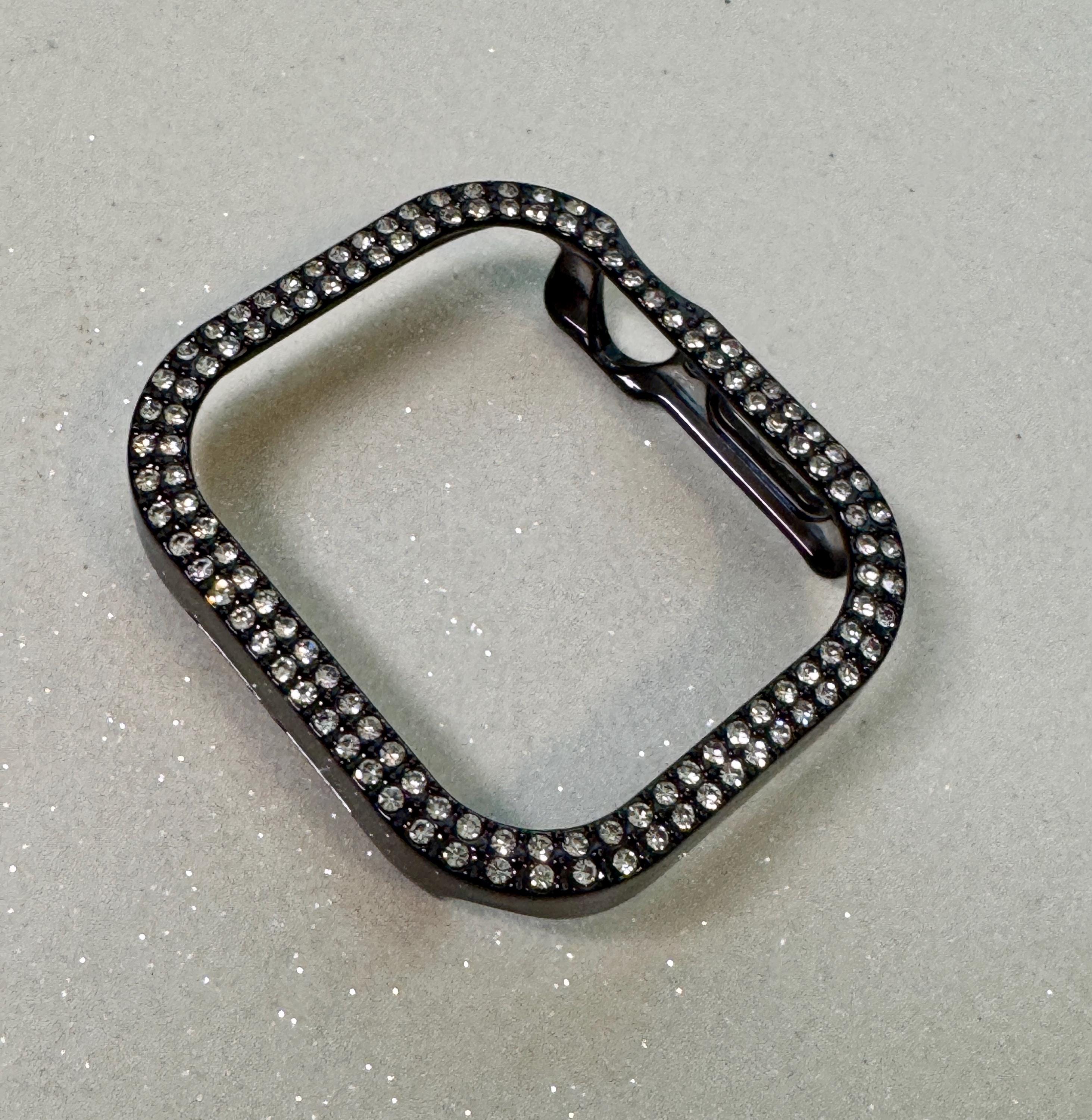 Black Apple Watch Cover 42mm 46mm Swarovski Crystal Iphone Watch Case Bling 38mm-49mm Ultra Series 2-11 SE Iwatch Candy Bling