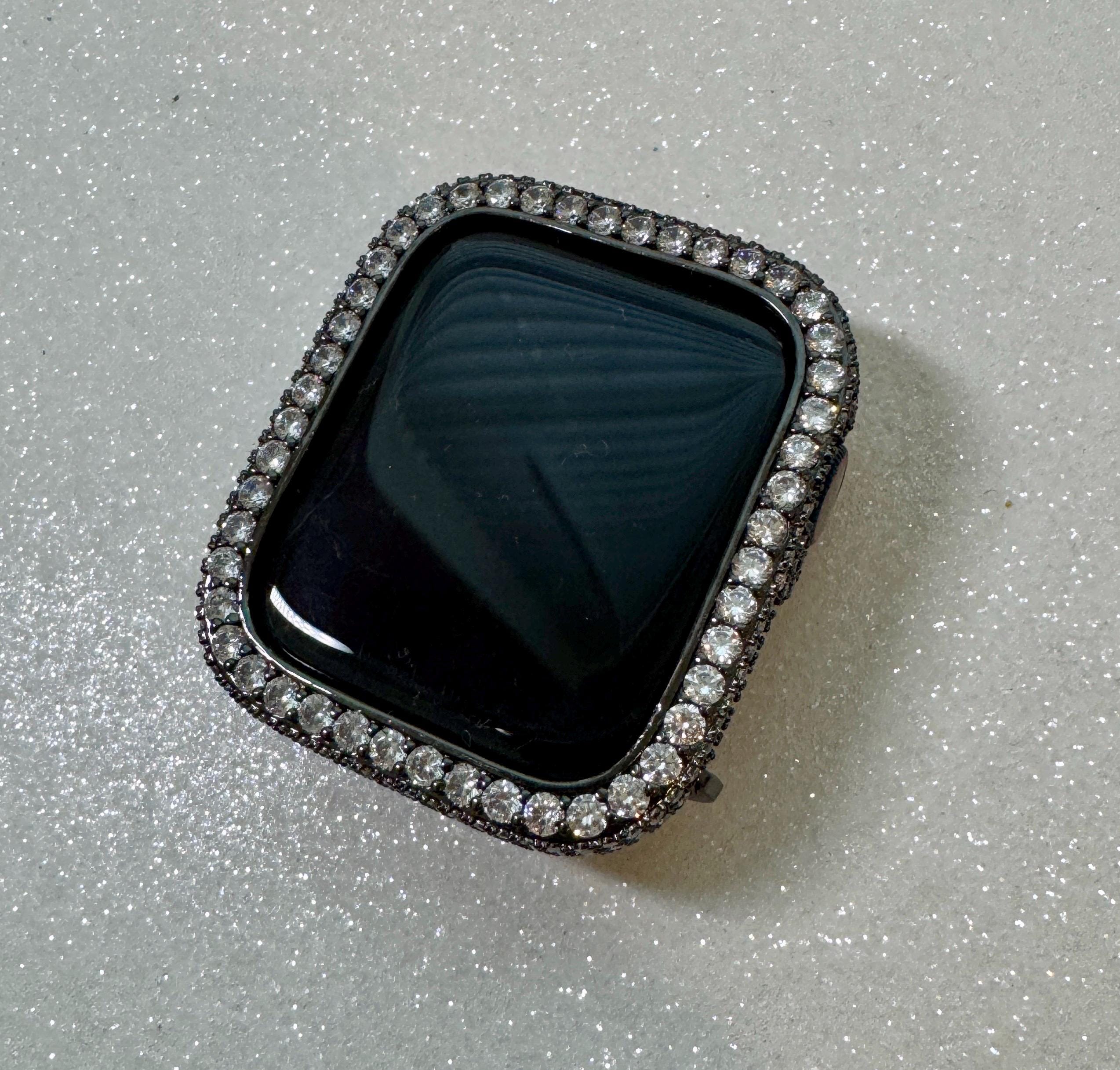 Black Apple Watch Cover 2.5mm Lab Diamond Bezel for Iphone Watch Case 38mm - 49mm Ultra Apple Watch Cover Protective Bumper Iwatch Candy