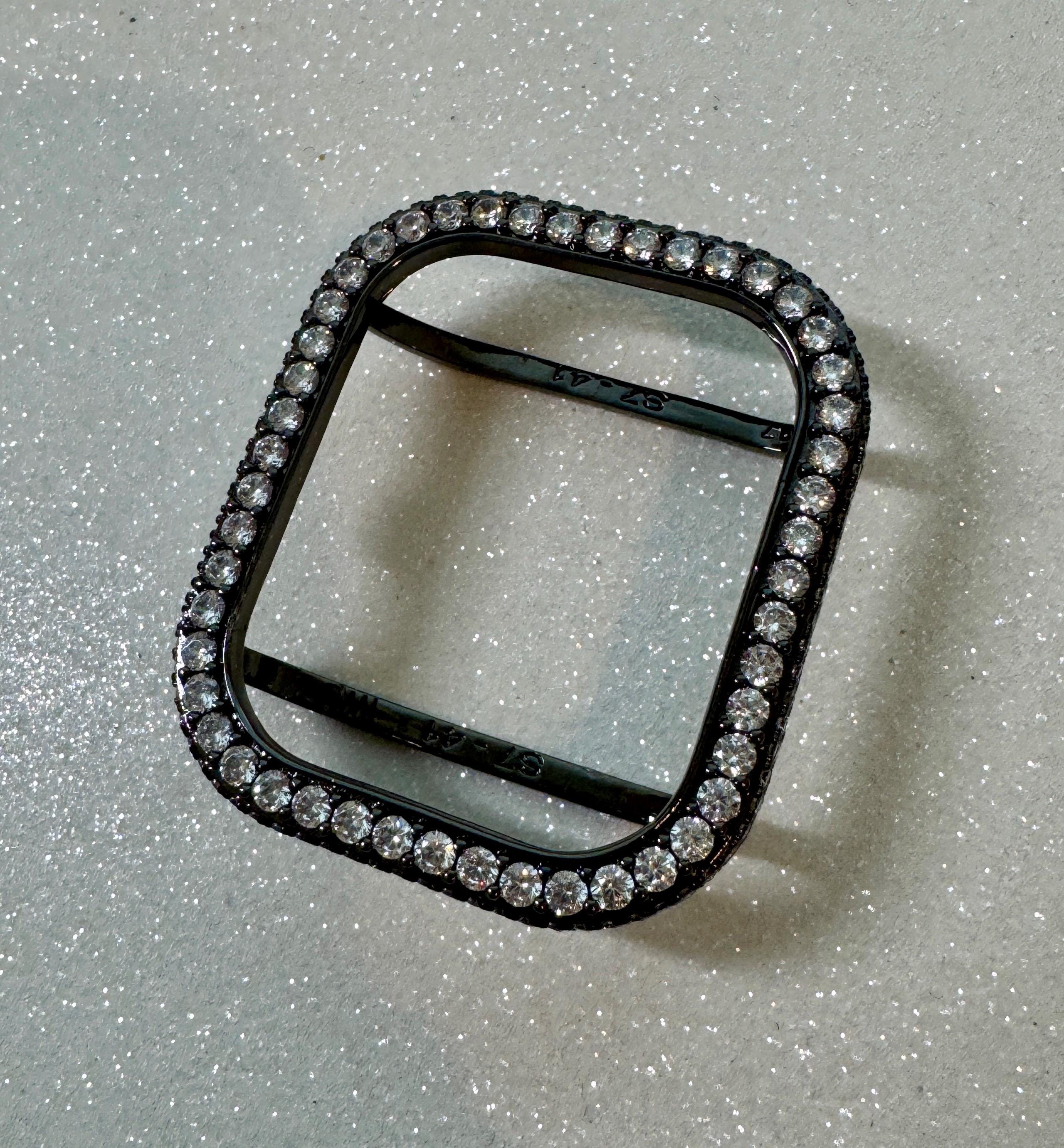 Black Apple Watch Cover 2.5mm Lab Diamond Bezel for Iphone Watch Case 38mm - 49mm Ultra Apple Watch Cover Protective Bumper Iwatch Candy