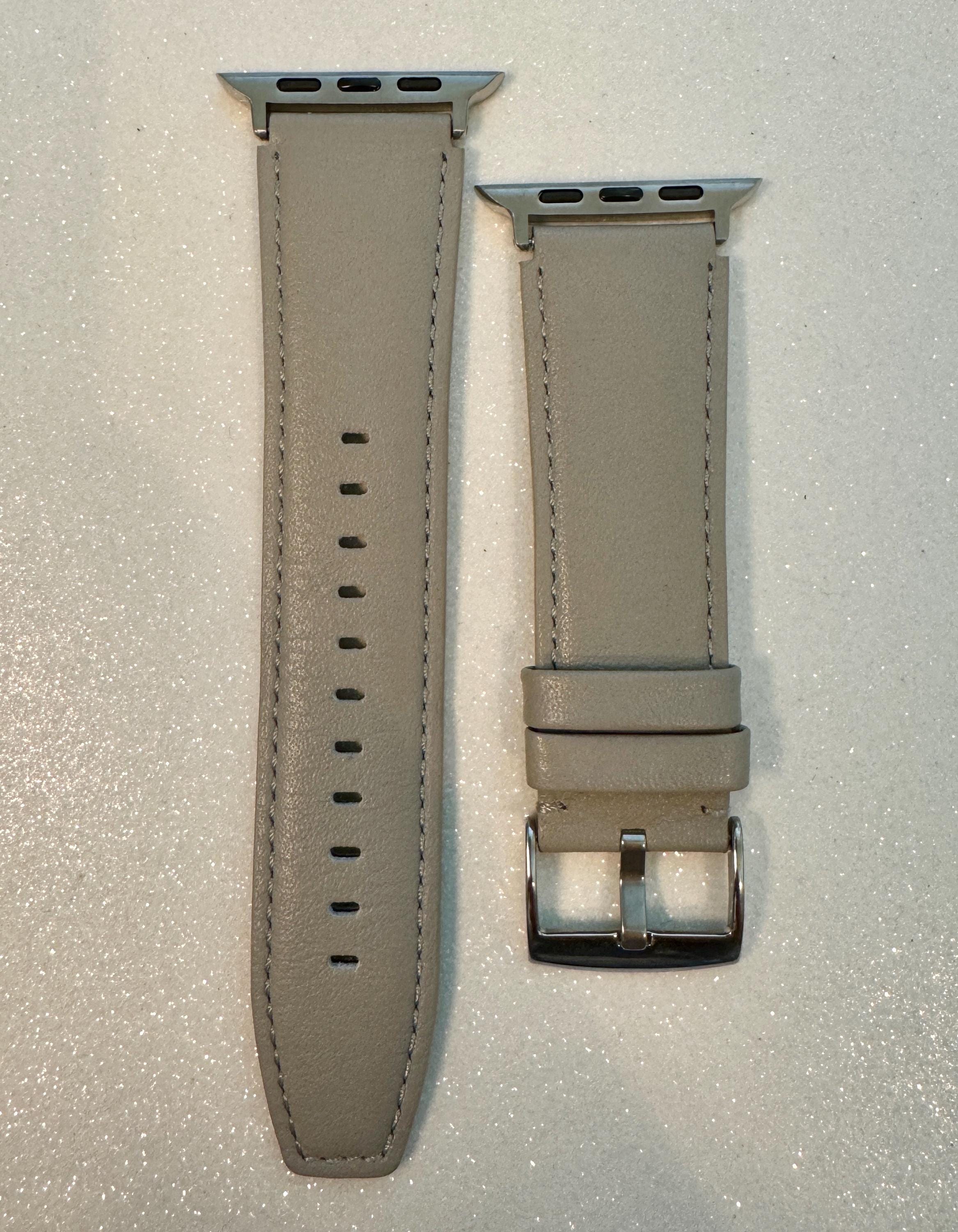 Leather Apple Watch Band Mens Pebbled Black-Red, Smooth Tan-Brown, Gray, Apple Watch Straps 42mm 44mm 45mm 46mm 49mm Iphone Watch Band