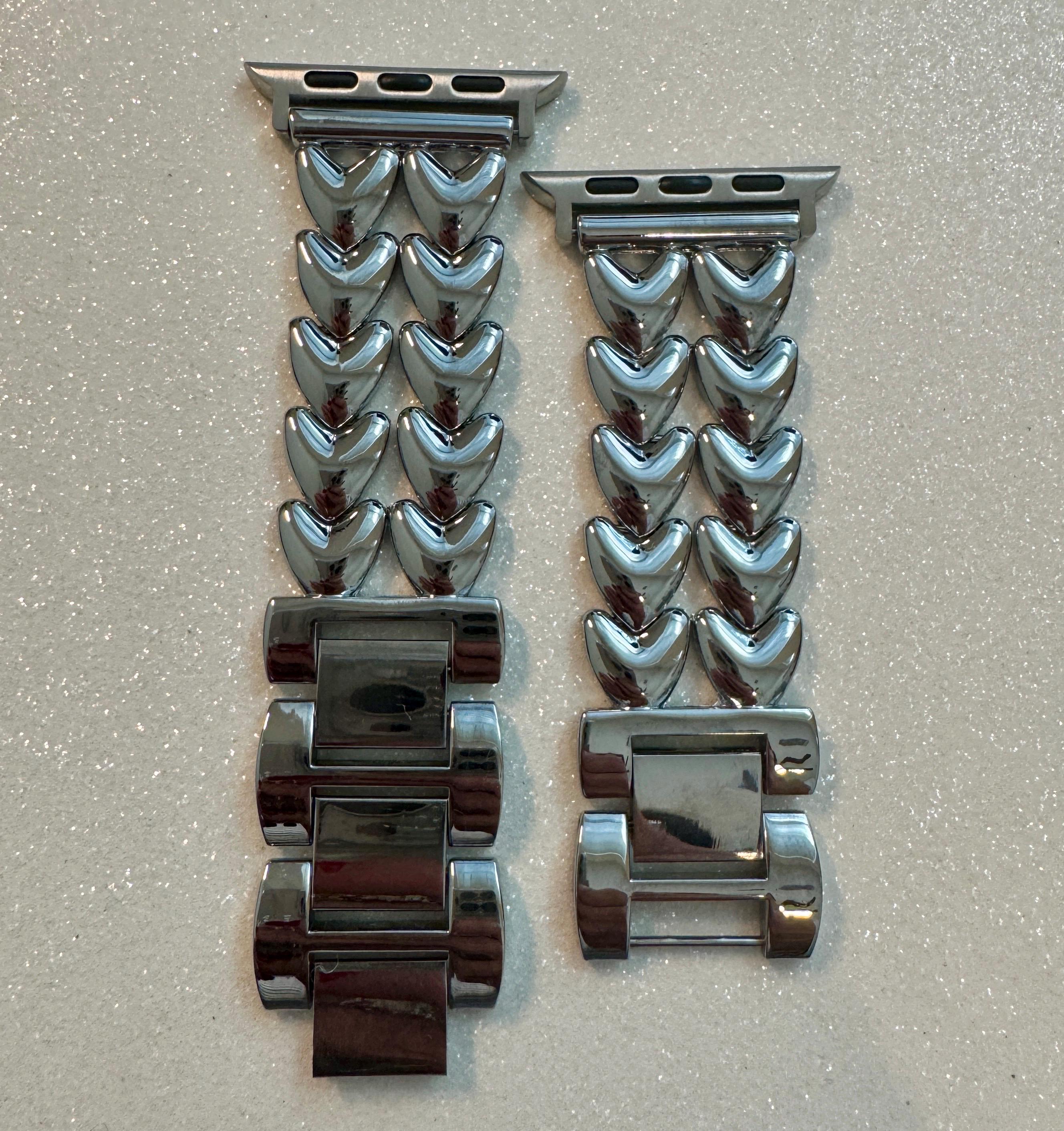 Series 12 Apple Watch Band Silver, Rose Gold, Yellow Gold Choices 38mm-49mm Iphone Watch Bands Valentine Hearts Gift for Her Series 1-9