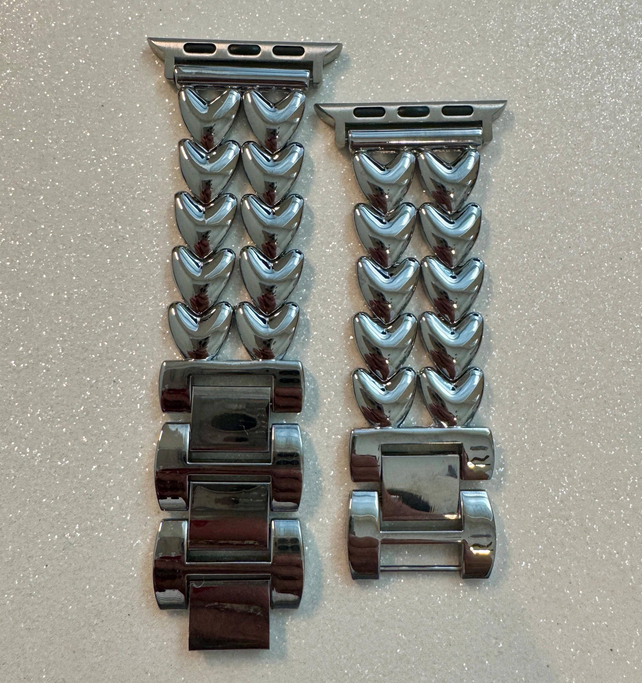 Series 10 Apple Watch Band Silver, Rose Gold, Yellow Gold Choices 38mm-49mm Iphone Watch Bands Valentine Hearts Gift for Her Series 1-9