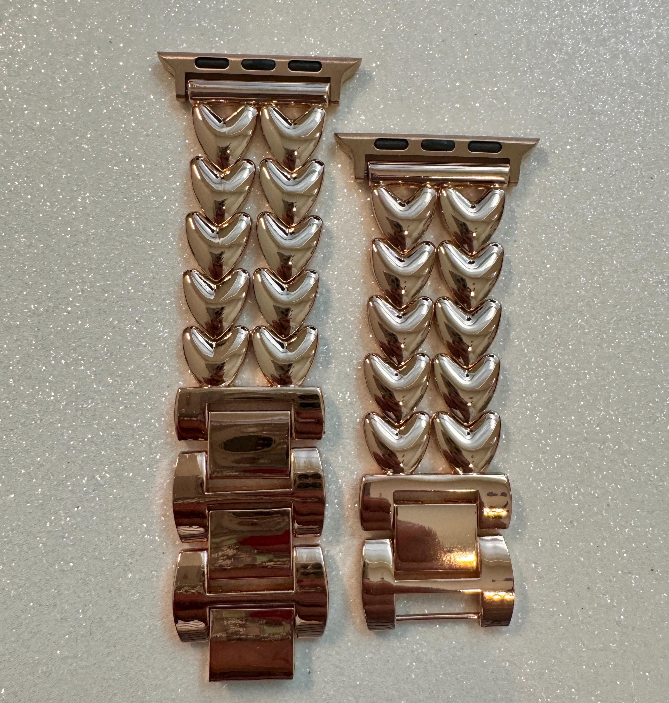 Series 10 Apple Watch Band Silver, Rose Gold, Yellow Gold Choices 38mm-49mm Iphone Watch Bands Valentine Hearts Gift for Her Series 1-9