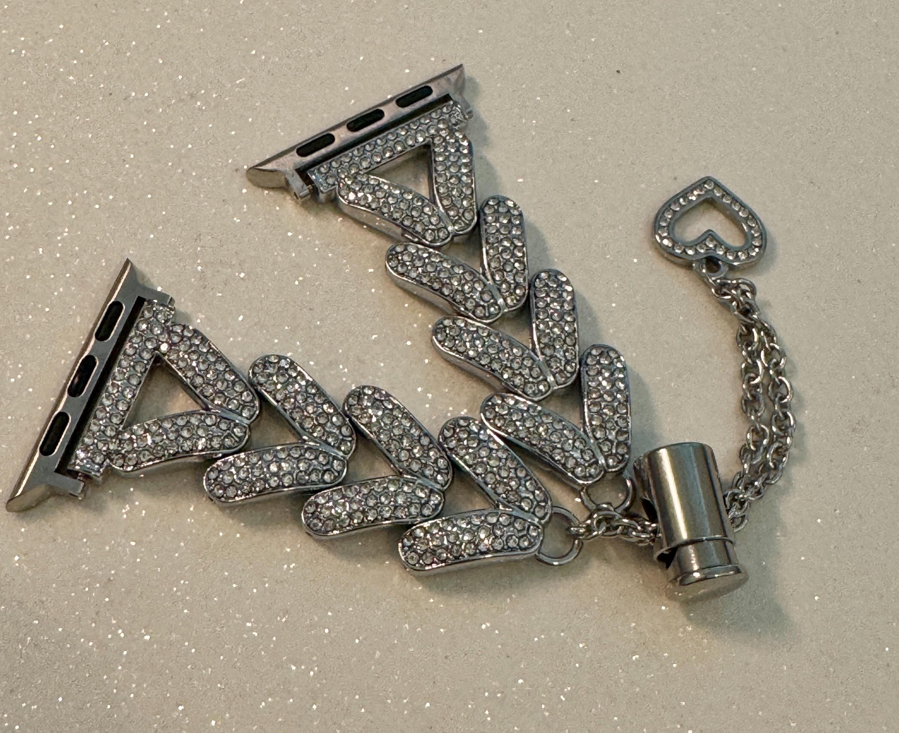 Series 10 Apple Watch Band Swarovski Crystal Silver, Rose Gold, Yellow Gold Choices 38mm-49mm Iphone Watch Band Valentine Heart Gift for Her