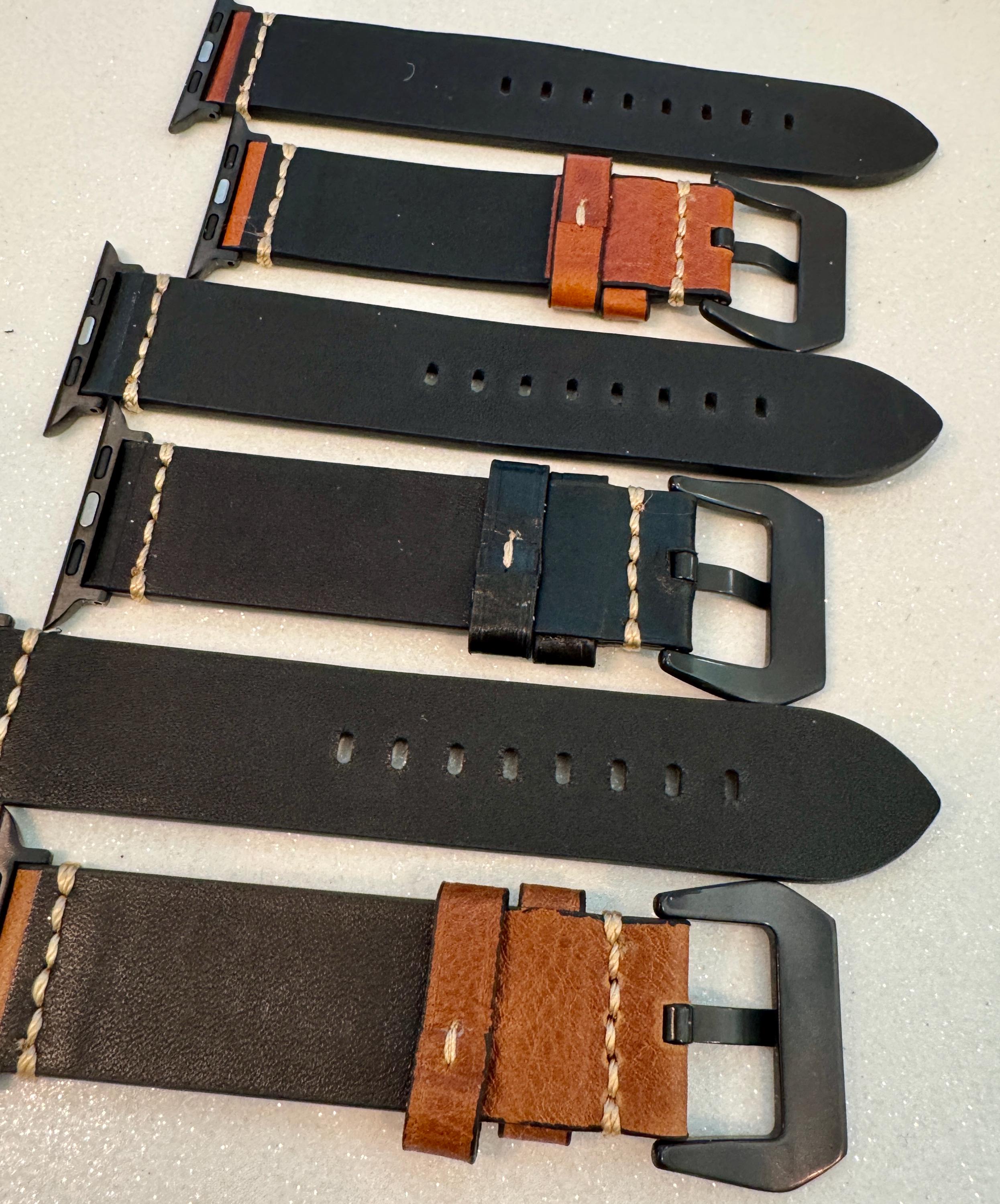 Leather Apple Watch Band Mens Black, Tan-Brown, Dark Brown Hand Stitched, Apple Watch Straps 42mm 44mm 45mm 46mm 49mm Iphone Watch Band