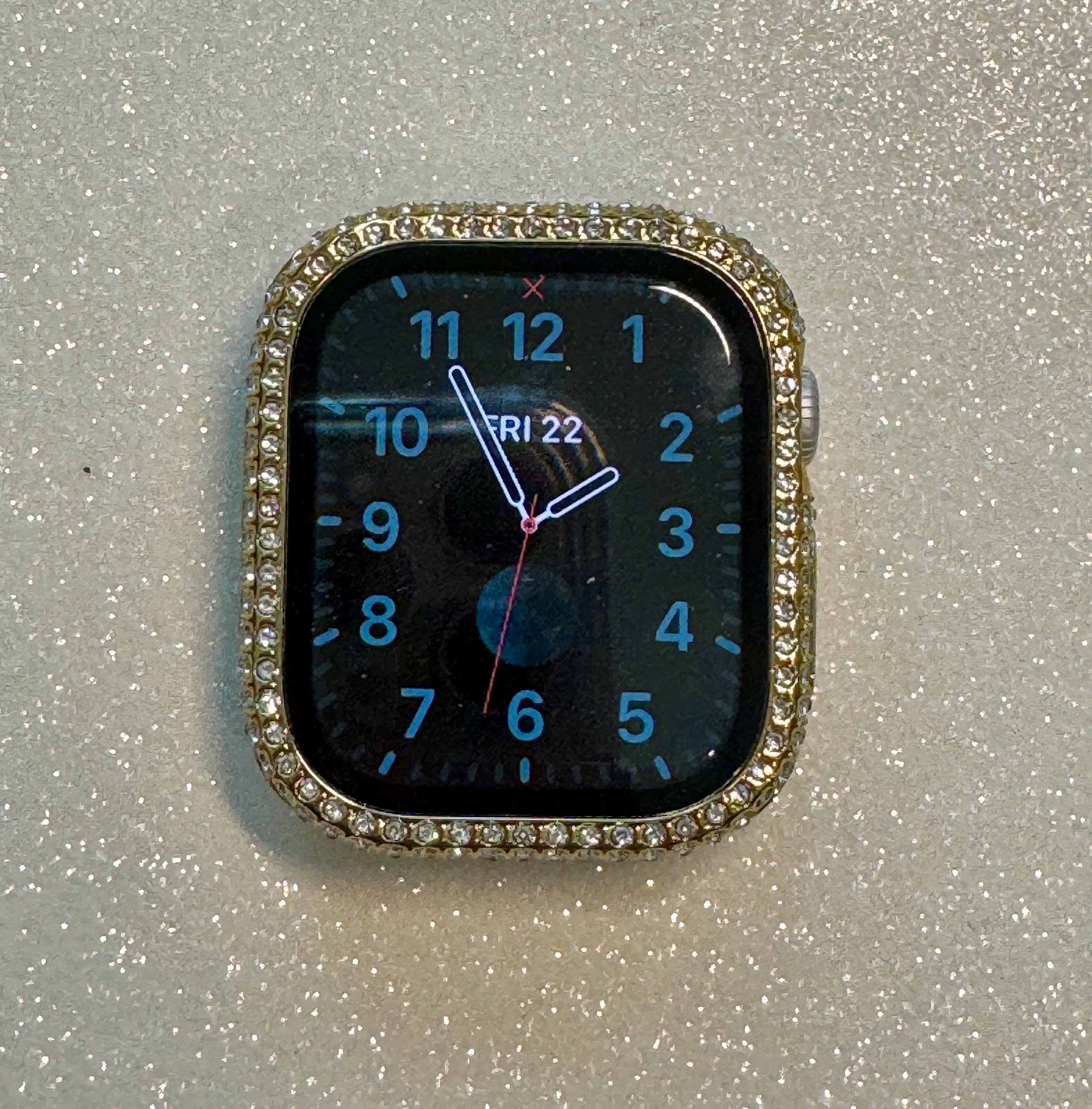 Series 10 Apple Watch Band Gold Stainless Steel Swarovski Crystal & or Apple Watch Cover Tempered Glass Screen Protector Iwatch Case