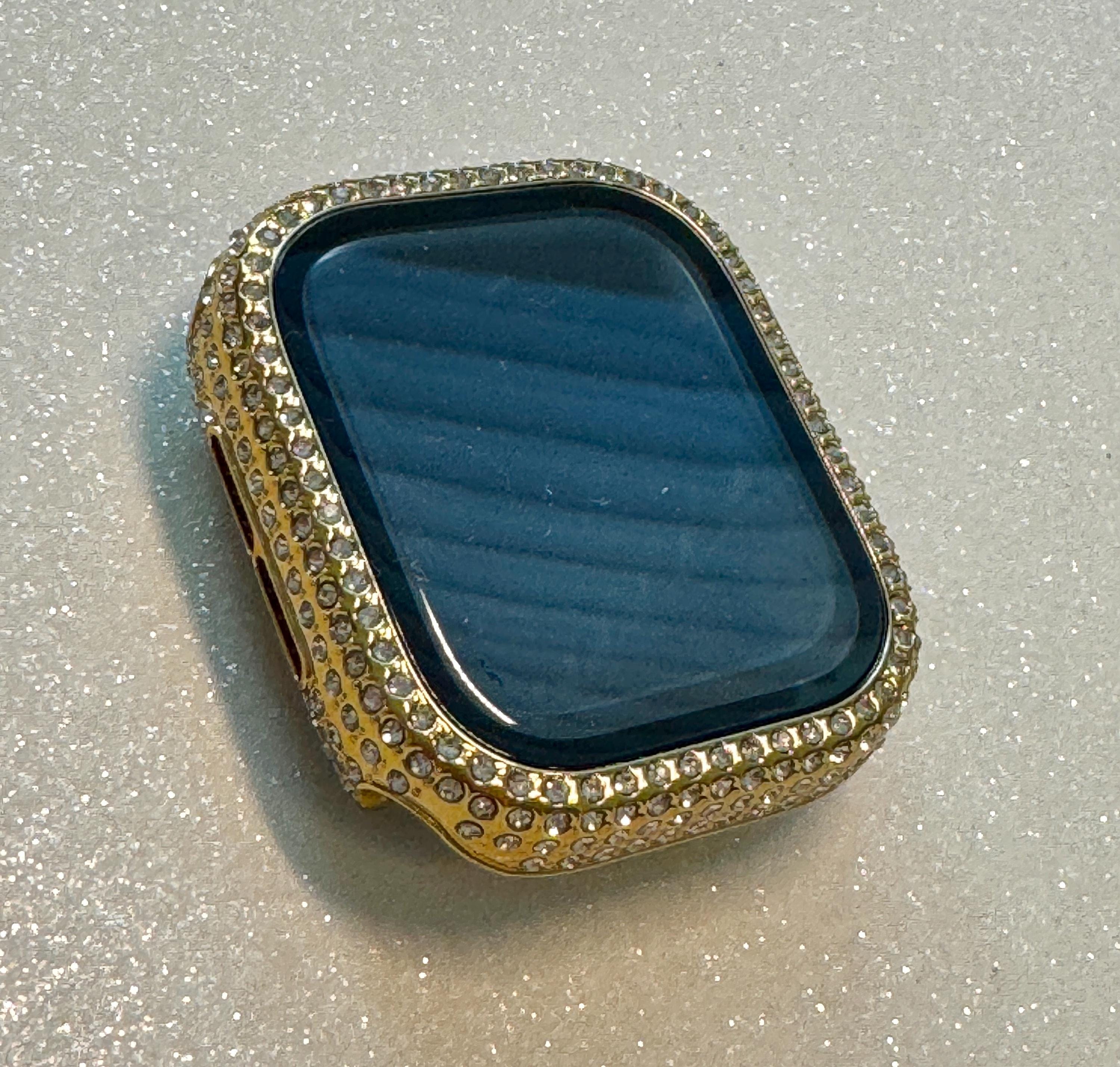 Series 10 Apple Watch Band Gold Stainless Steel Swarovski Crystal & or Apple Watch Cover Tempered Glass Screen Protector Iwatch Case