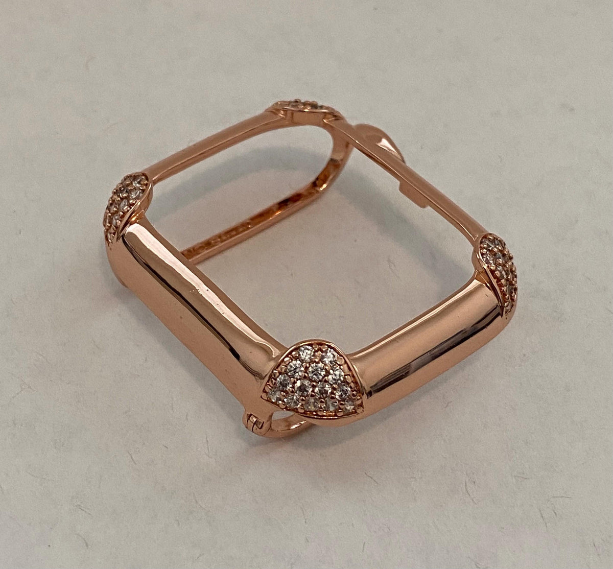 Apple Watch Bezel Cover Rose Gold with Lab Diamonds Metal Iwatch Case for 40 44mm Custom Handmade Iphone Watch Case