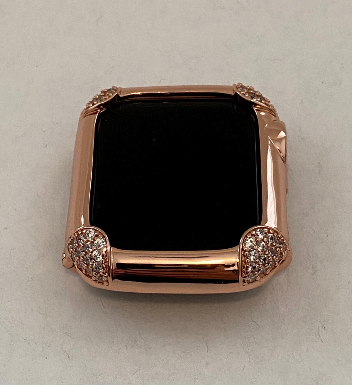 Apple Watch Bezel Cover Rose Gold with Lab Diamonds Metal Iwatch Case for 40 44mm Custom Handmade Iphone Watch Case