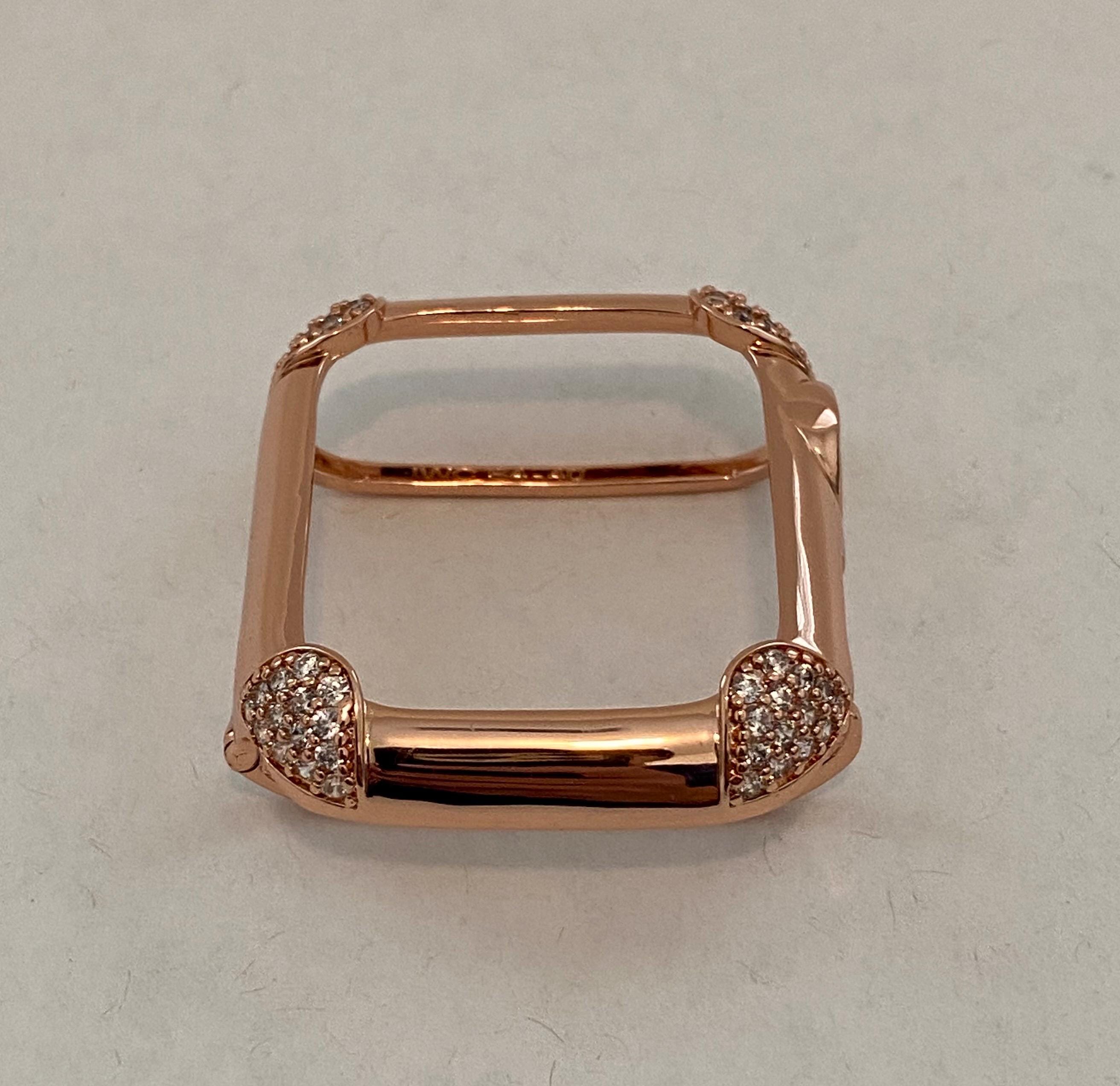 Apple Watch Bezel Cover Rose Gold with Lab Diamonds Metal Iwatch Case for 40 44mm Custom Handmade Iphone Watch Case