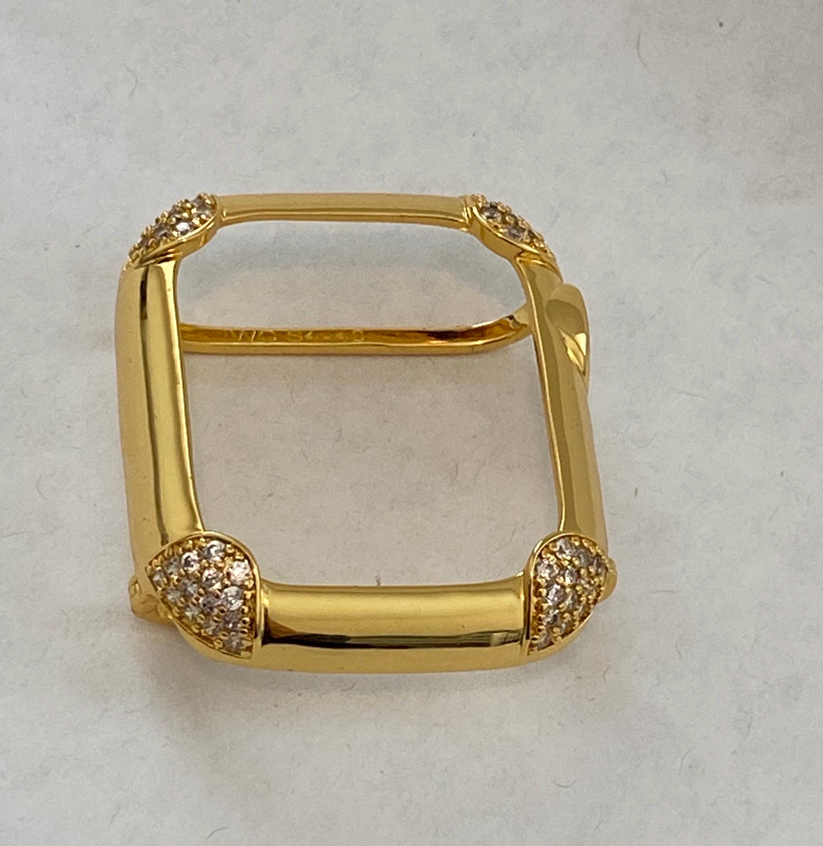 Apple Watch Bezel Cover Yellow Gold with Lab Diamonds Metal Iwatch Case for 40 44mm Custom Handmade Iphone Watch Case