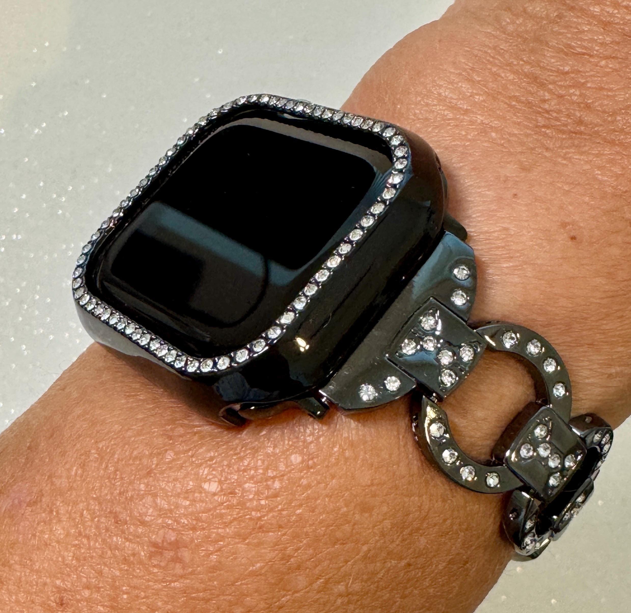 Series 10 Apple Watch Band 42mm 46mm Black Swarovski Crystal 41mm 46mm & or Apple Watch Cover Rhinestone Iphone Watch Case 49mm Ultra